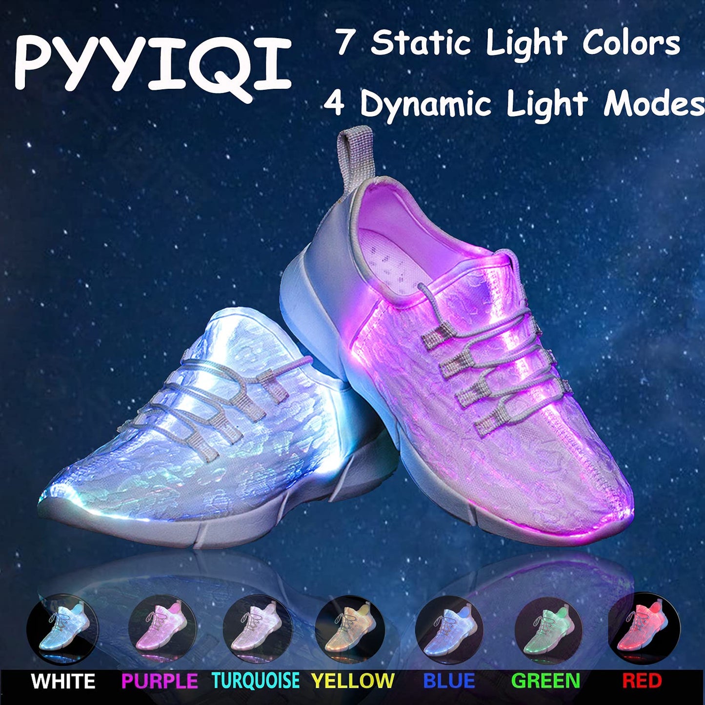 LED Fiber Optic Shoes Light Up Sneakers for Women Men Luminous Trainers Flashing Sneakers for Festivals, Christmas, Halloween, New Year Party with USB Charging, White 41