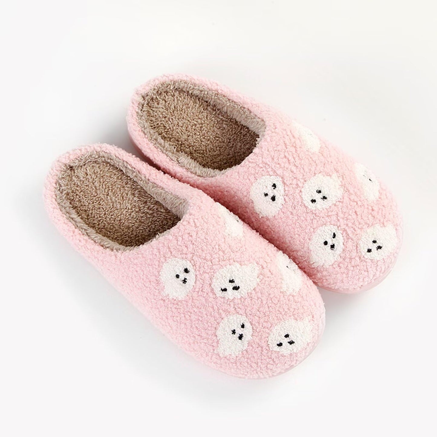 DakinFu Halloween Spooky Slippers for Womens Mens Holiday Comfort Fluffy Plush Indoor House Shoes Spooky Pink 41-42