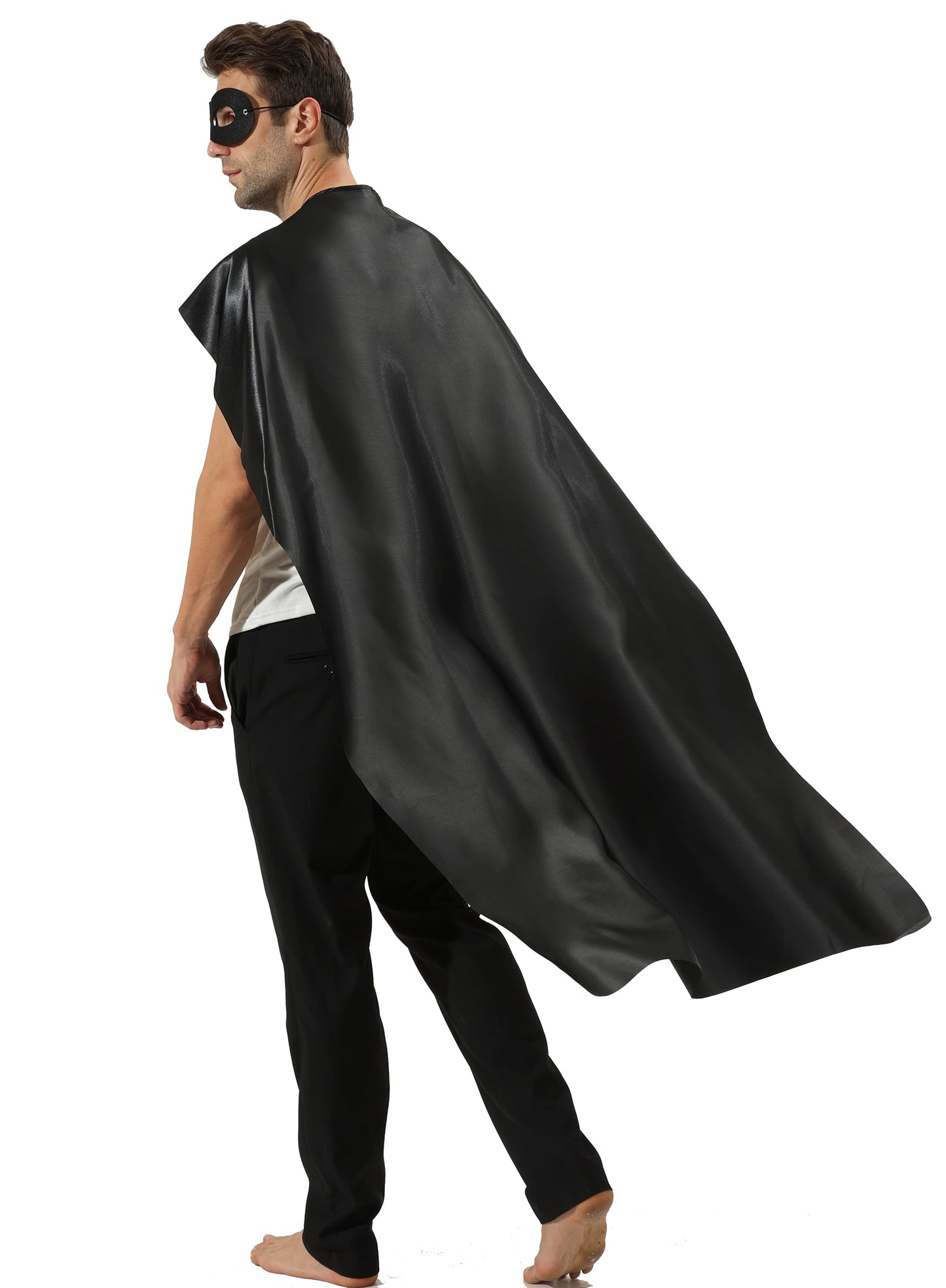 Kidsfere Adults Superhero Cape and Mask for Man Woman Halloween Vampire Cape Costume (BLACK)