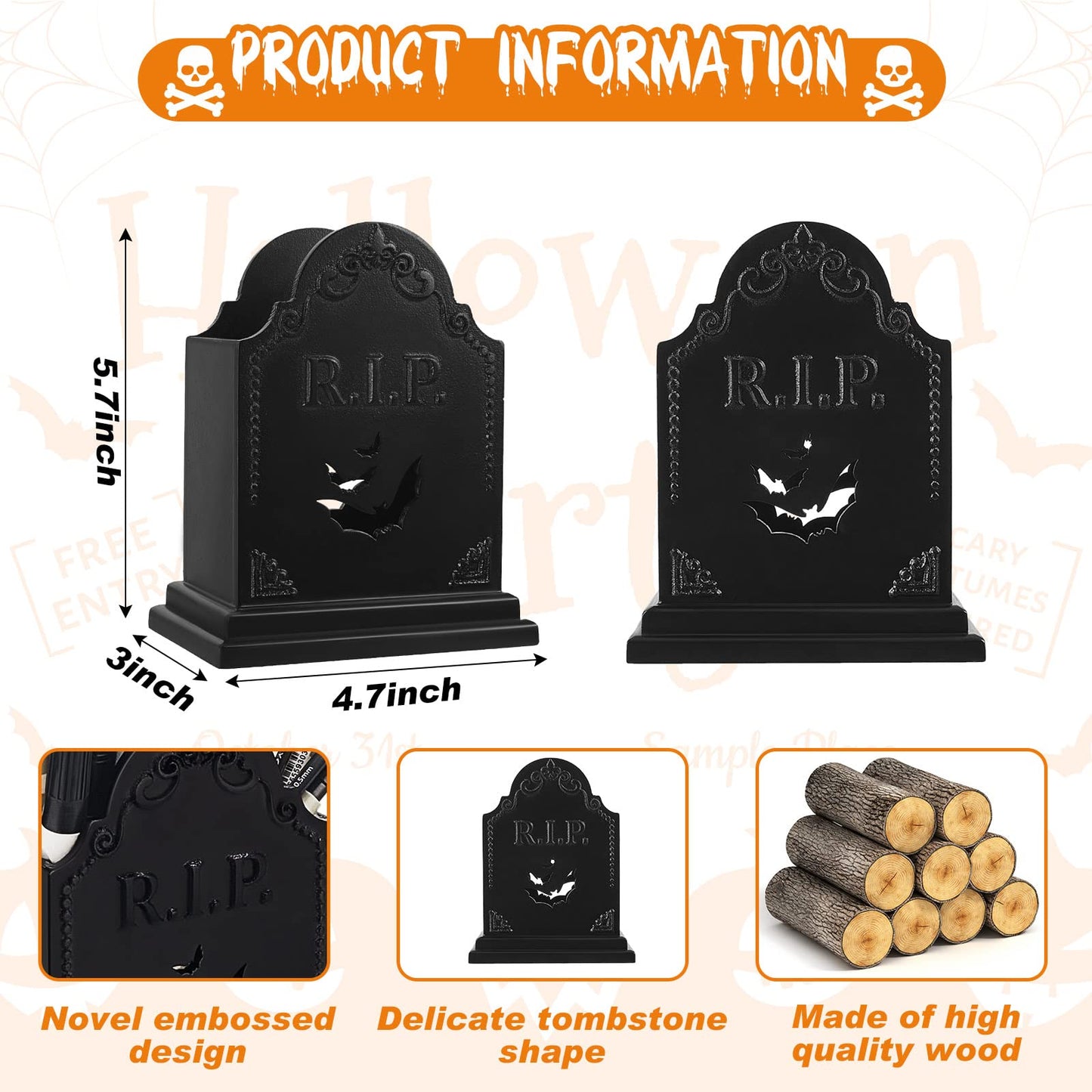 Gueevin Tombstone Gothic Pen Holder Coffin Makeup Brush Holder Utensil Goth Toothbrush Spooky Bathroom Decor Office Pencil Organizer for Desk Christmas Decor Goth Gifts Vanity Accessories