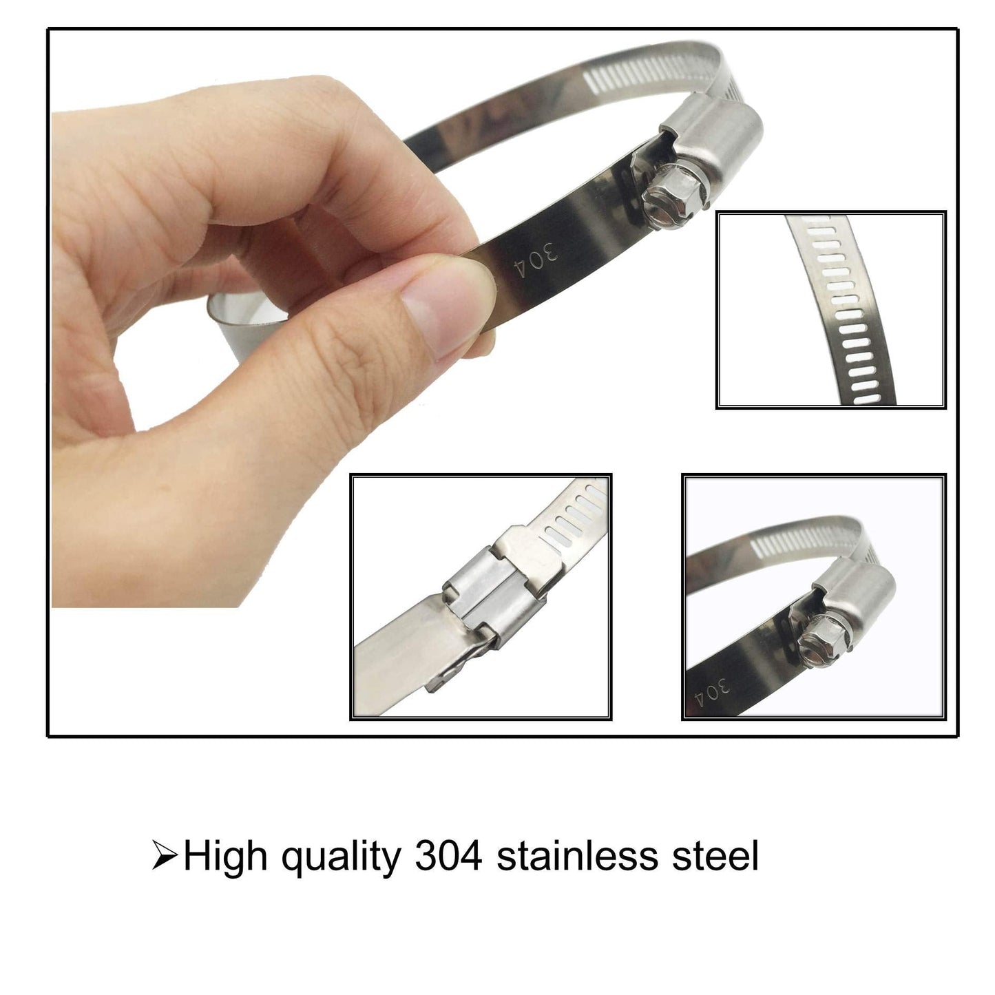 EesTeck 4" (Diameter) Adjustable 304 Stainless Steel Duct Clamps Hose Clamp Pipe Clamp Air Ducting Clamp worm drive hose clamps (4Pcs, 91mm-114mm)