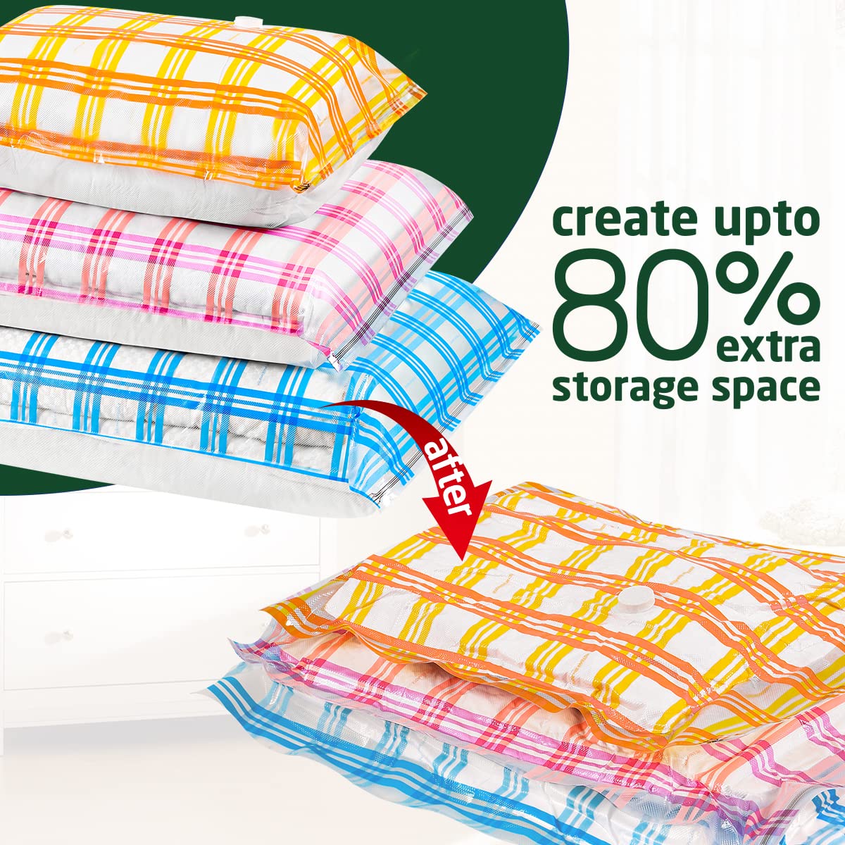 20 Pack Vacuum Storage Bags, Space Saver Bags Compression Storage Bags for Comforters and Blankets, Vacuum Sealer Bags for Clothes Storage (20C)