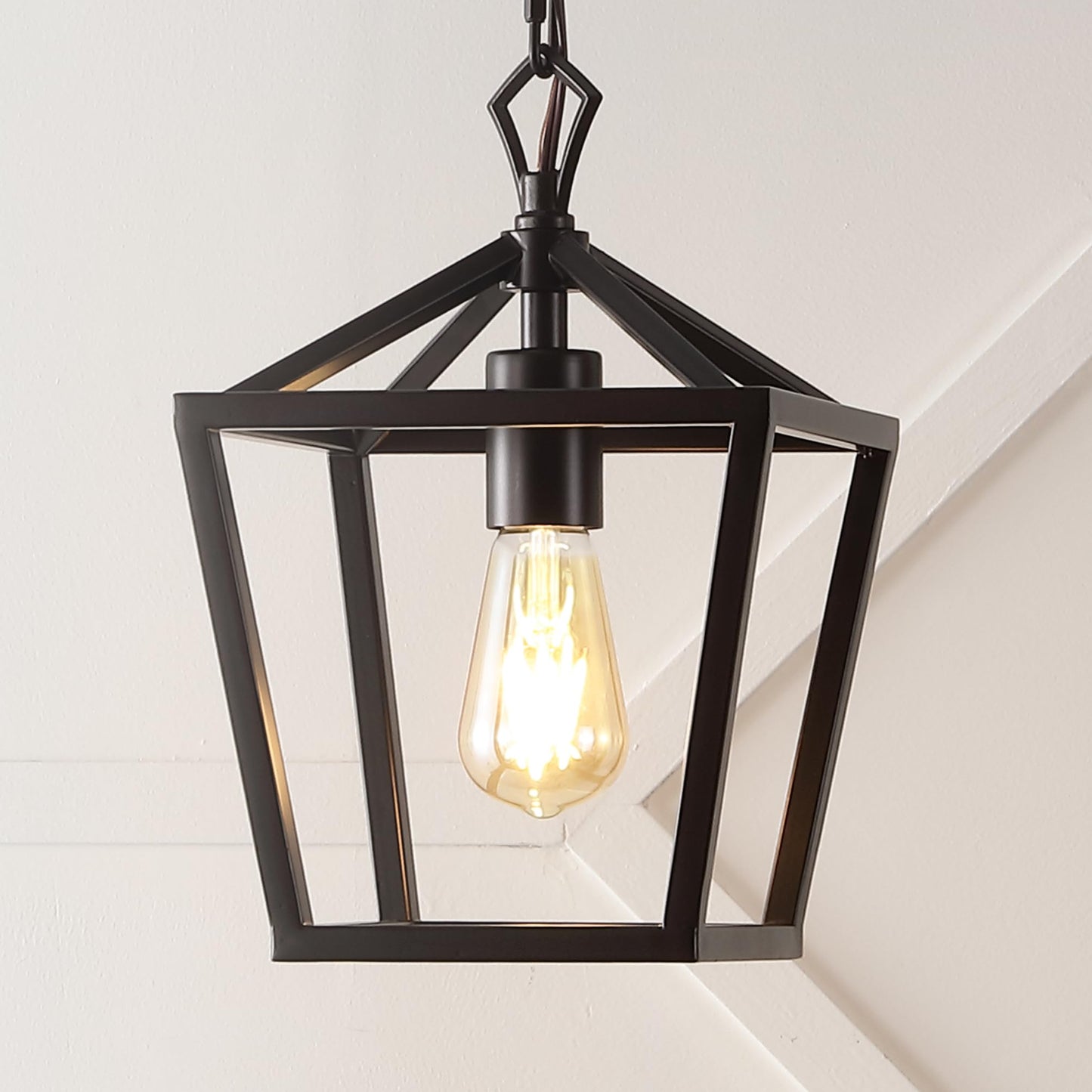 JONATHAN Y JYL7618A Pagoda 8" 1-Light Vintage Farmhouse Iron Chain Pagoda LED Pendant Minimalist, Rustic, Industrial, Classic, Casual, Living Room, Dining Room, Bedroom, Foyer, Oil Rubbed Bronze