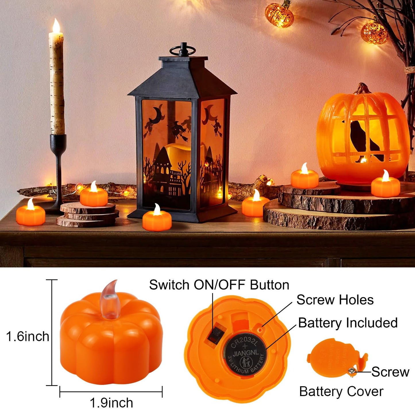 Fall Decorations for Home Pumpkin Tea Lights, 12 Pack LED Orange Pumpkin Lights Flameless Candles Battery Operated, Halloween Thanksgiving Flickering Tealight Candle for Home Table Indoor Party Decor