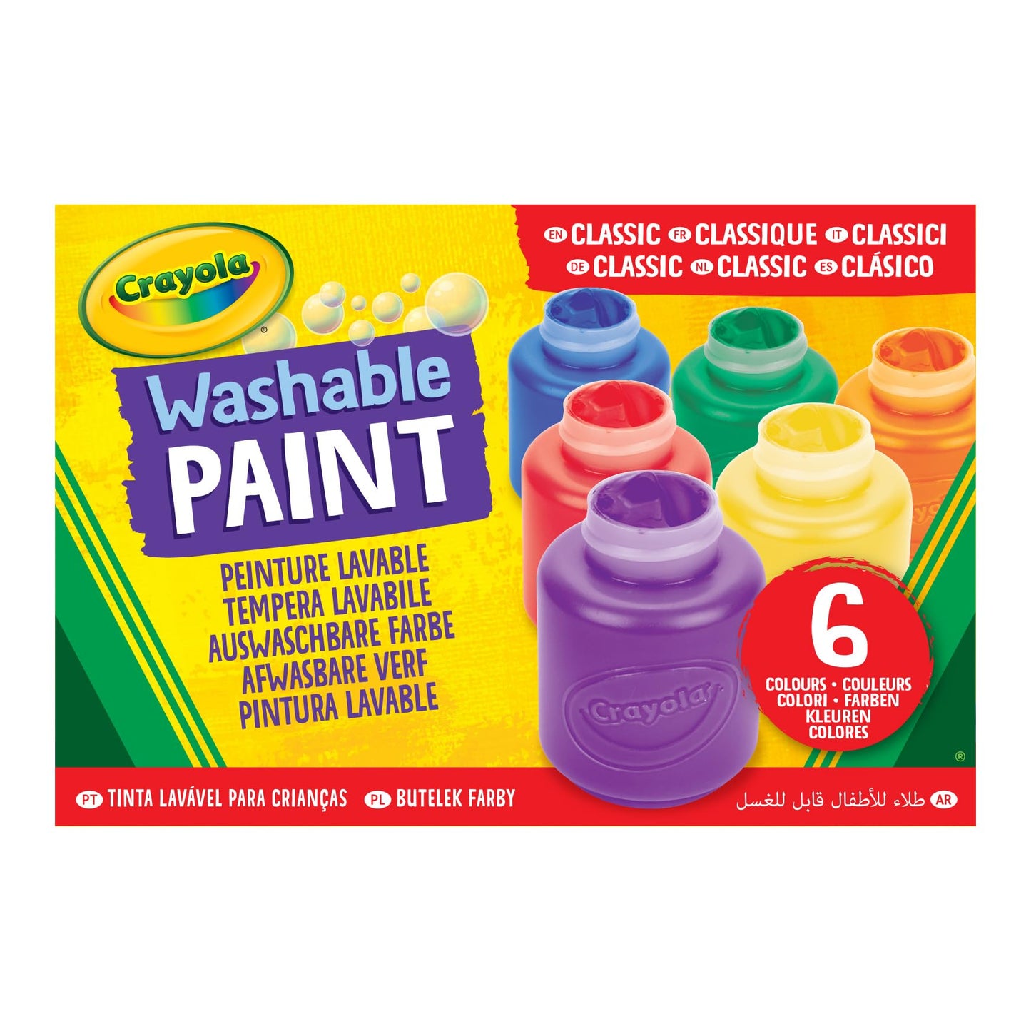 Crayola Washable Kids Paint, 6pk, Classic Colours, Children Art & Craft, projects, artist, students, creativity