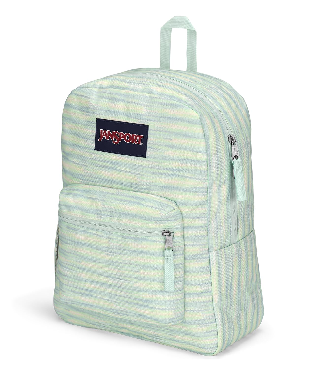 JanSport Cross Town Backpack 17" x 12.5" x 6" - Simple Bag for Everyone with 1 Main Compartment, Front Utility Pocket - Premium Class Accessories - 70s Space Dye Fresh Mint