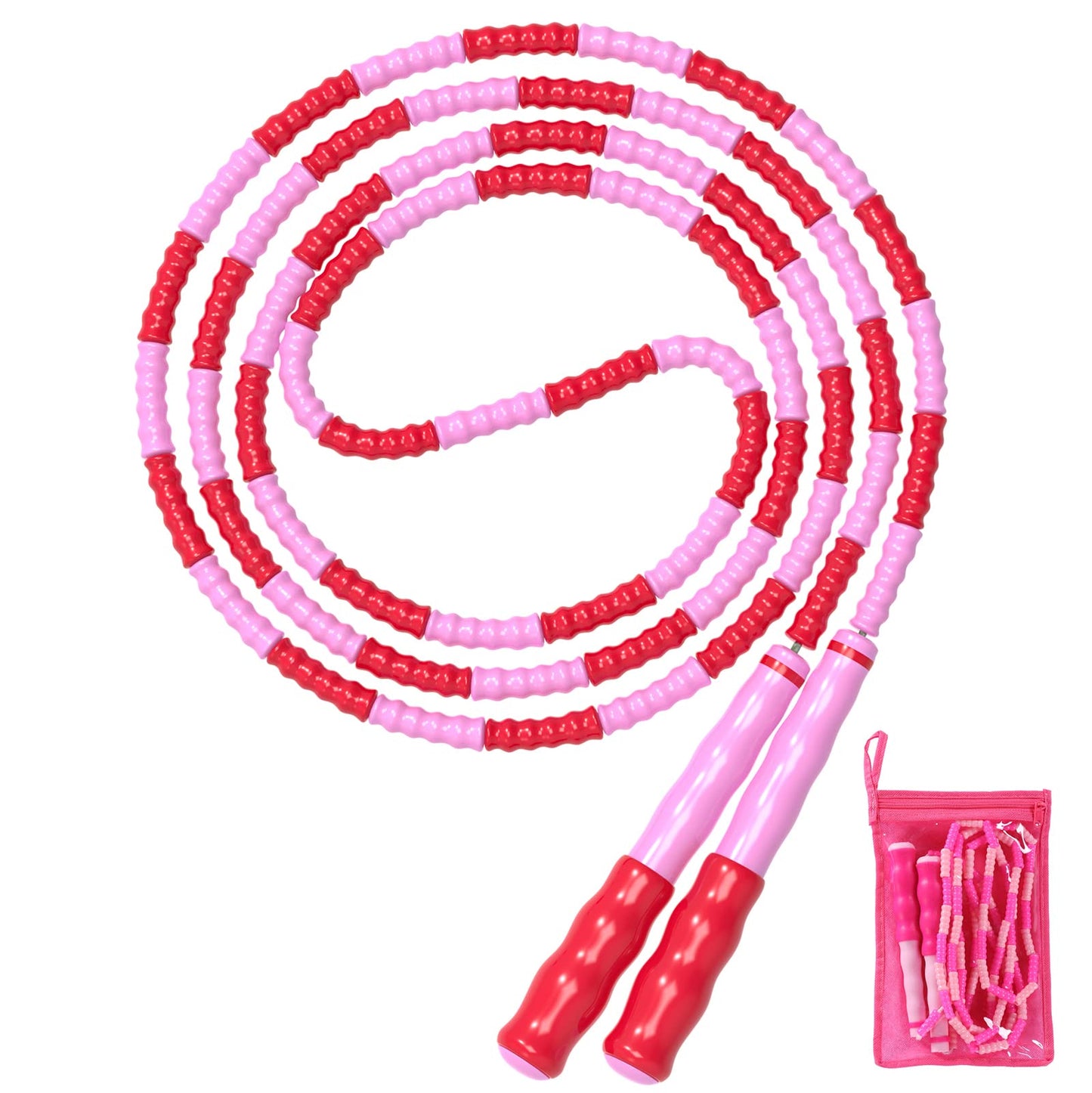 Leeboom Jump Rope, Adjustable Length Tangle-Free Segmented Soft Beaded Skipping Rope, Fitness Jump Rope for Kids, Man, and Women Weight Loss 9.2 Feet