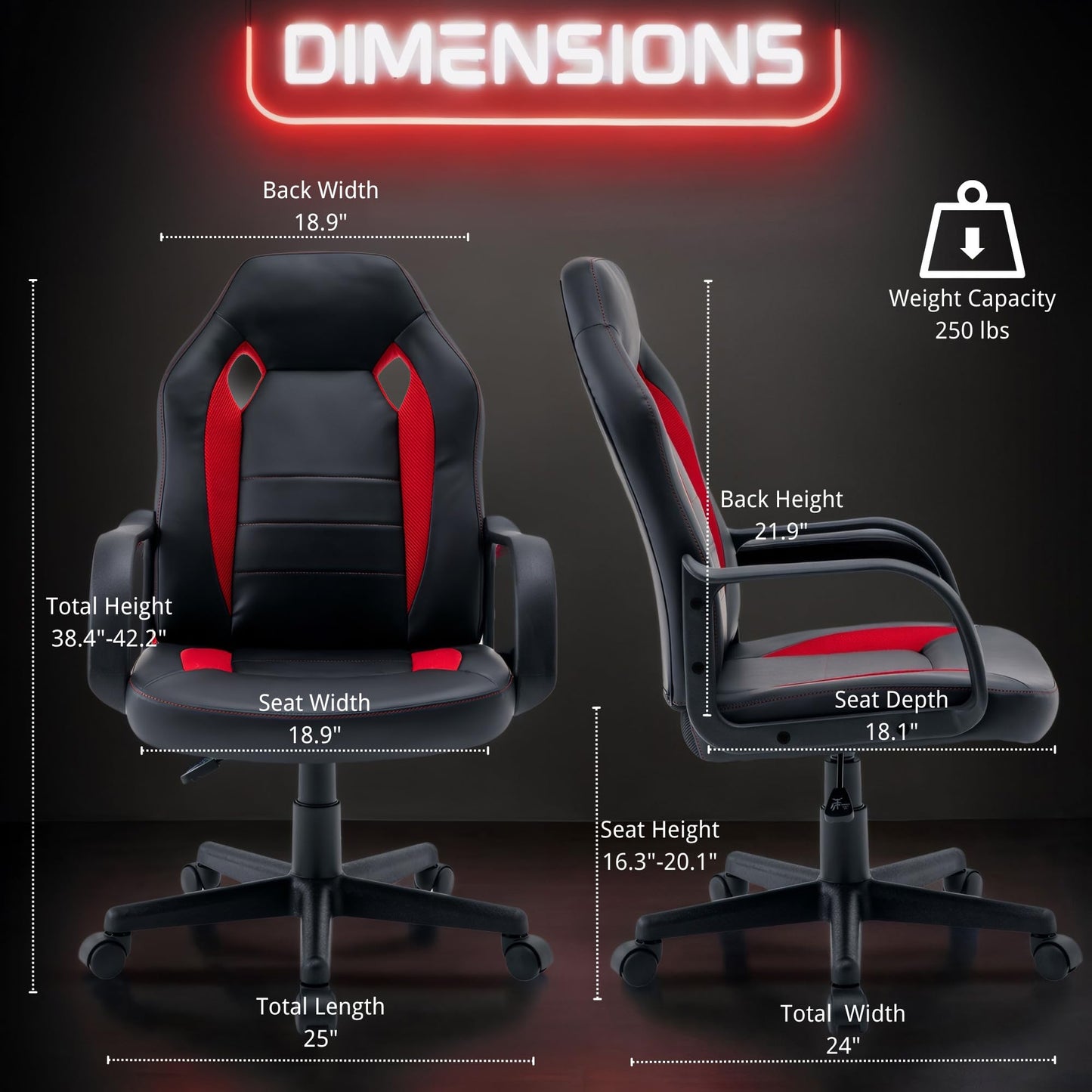 Ergonomic Computer Gaming Chair Home Office Racing Executive Video Task Desk PU Leather for Adults Teens Kids Gamer