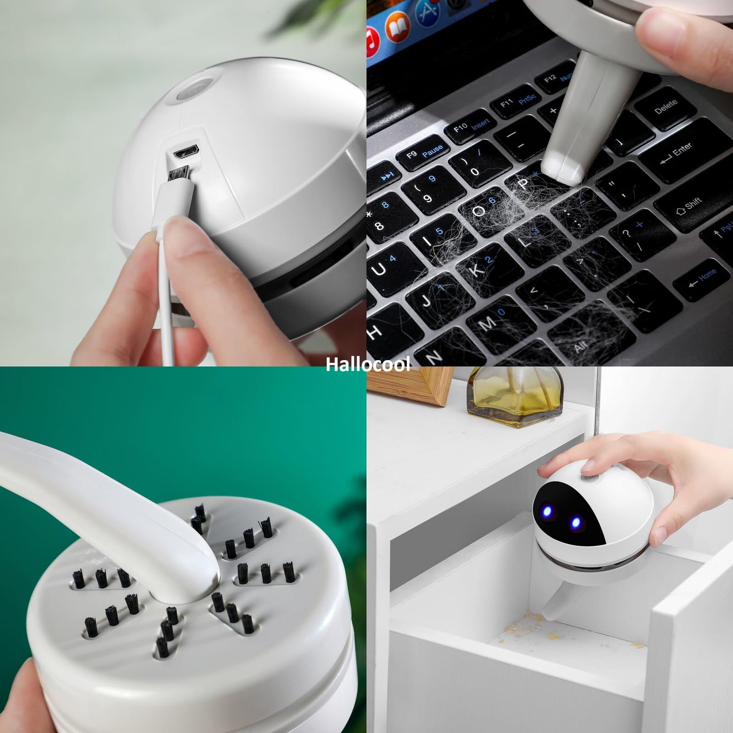 Hallocool Desktop Vacuum Cleaner Mini Desk Vacuum Cleaner Portable Dust Crumb Sweeper Cute USB Vacuum for Picking up Crumbs Eraser Crumbs Pet Hairs Flakes Tiny Items on Desk Tabletop Keyboard