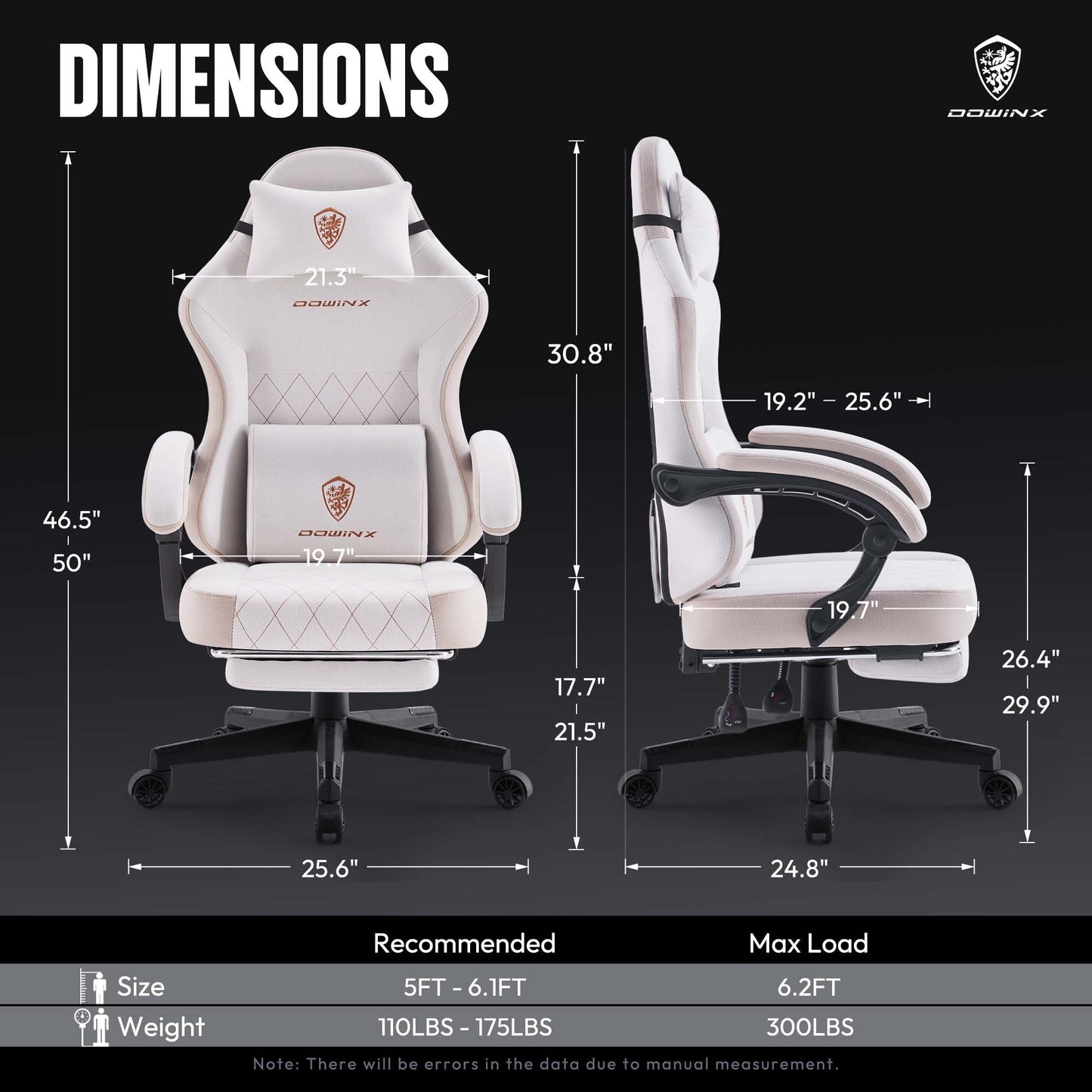 Dowinx Gaming Chair Fabric with Pocket Spring Cushion, High Back Ergonomic Computer Chair with Footrest for Adults, Massage Lumbar Support Swivel Game Chair for Office Gaming 300LBS, Beige