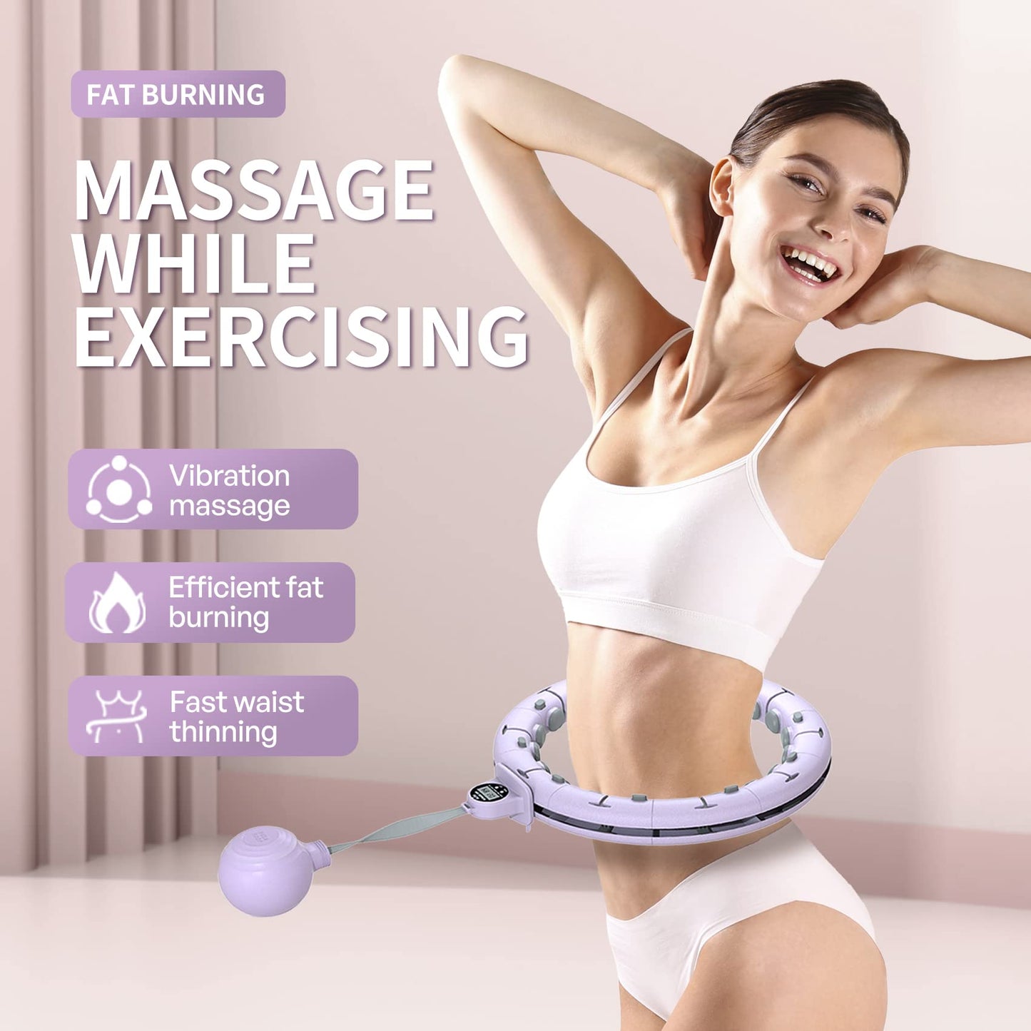 Leann L!fe 11+1 Spare Knots Waist 36" with Counter, Smart Weighted Hula Hoop for Adults Weight Loss, Infinity Hoop, Children Adult Home Outdoor Fitness Exercise, Abdominal Toner, Purple