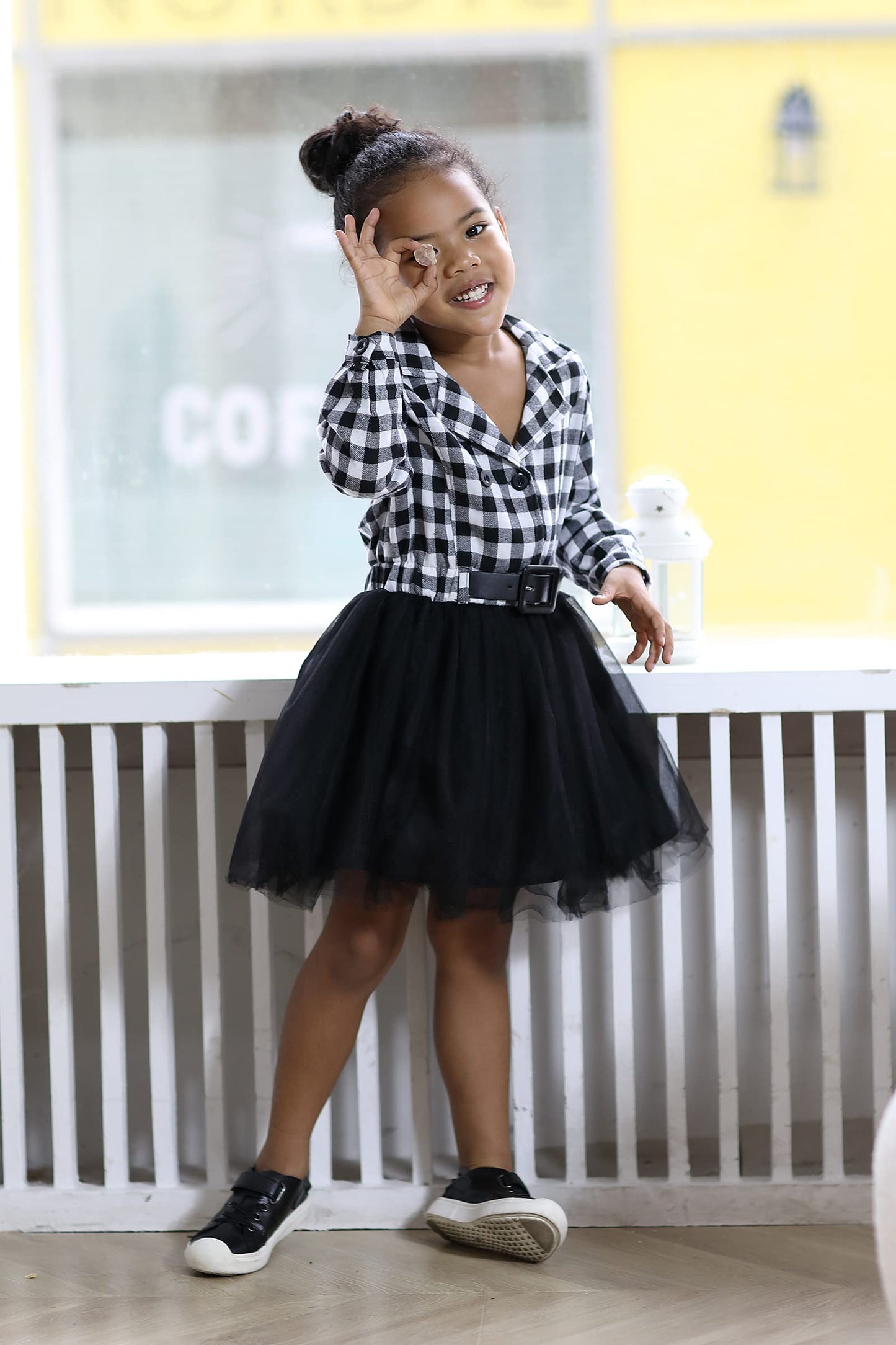 Little Baby Girl Black and White Dress Buffalo Plaid Tutu Skirt Party Princess Formal Outfit Clothes 2-3T
