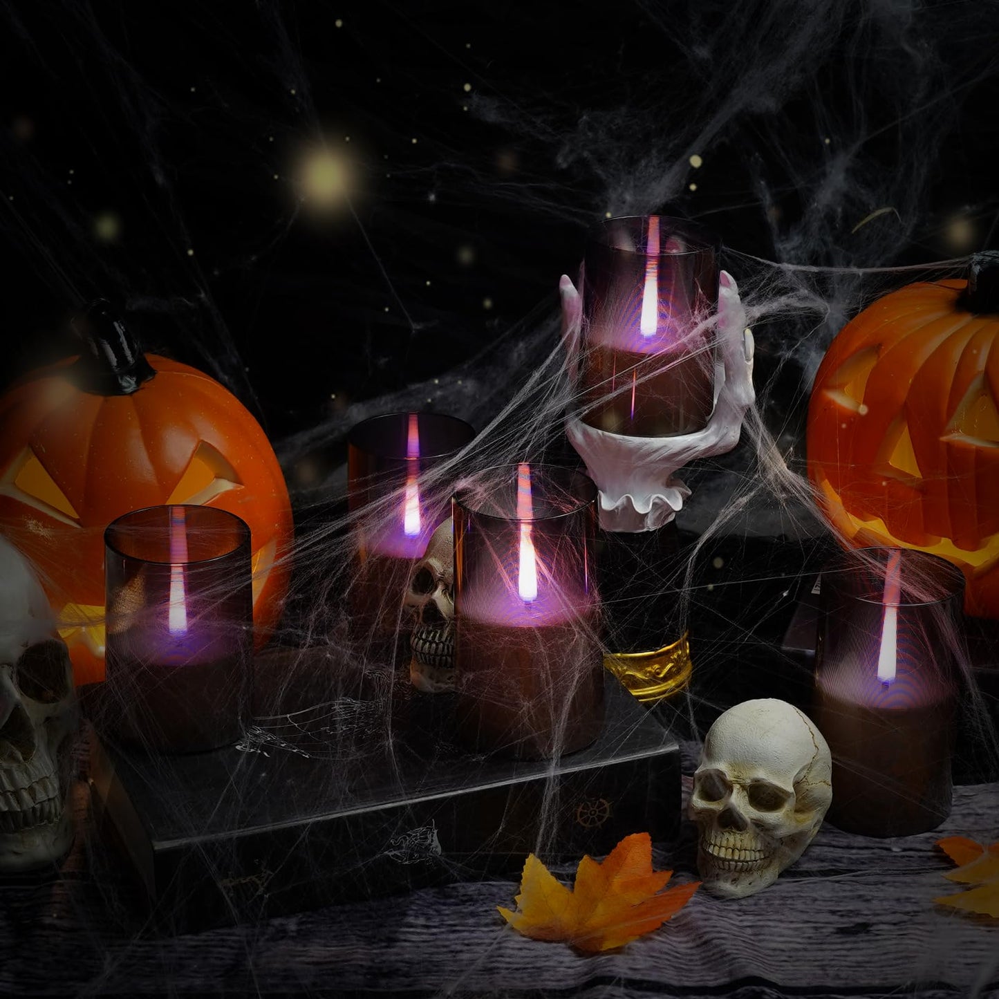 kakoya Flameless Candles Upgraded Realistic Flickering Flame,Battery Operated LED Candles with Remote Timers,Acrylic Electric Candles Set of 3(D 3" xH 4" 5" 6")(Grey)