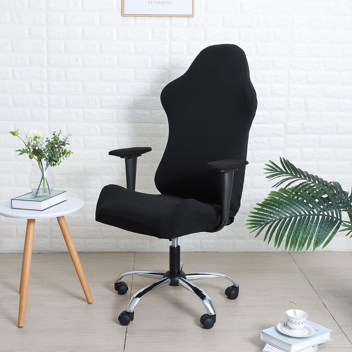 FORCHEER Gaming Chair Cover Set Black for Adults Video Game Chair Water Repellent Jacquard Racing Computer Chair Slipcover with 2 Pieces Armrest Covers