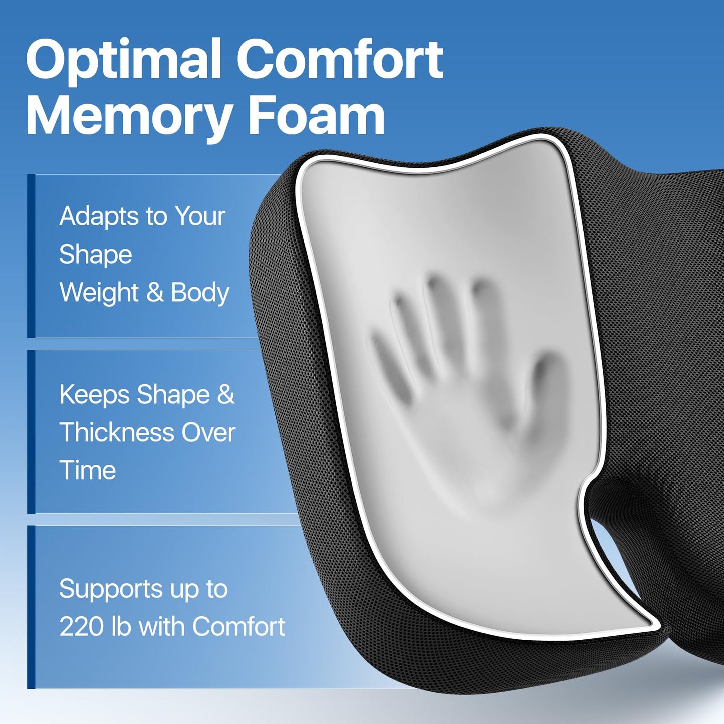 CJACSOC Seat Cushion, Extra Large Memory Foam Cushion for Office Chair Cushions, Ergonomic Cushions Pad Pillow for Pressure Relief Sciatica & Pain Relief for Long Sitting