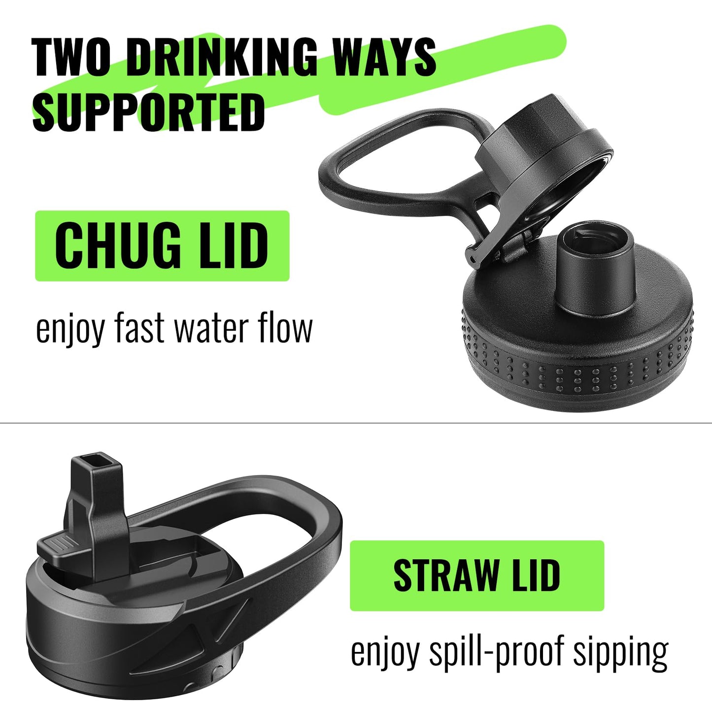 EALGRO 32 oz Glass Water Bottle with Straw and Handle, Sports Motivational Water Flask with Silicone Sleeve, Large Leakproof Water Flask Cup with Time Marker for Travel, Gym, Black