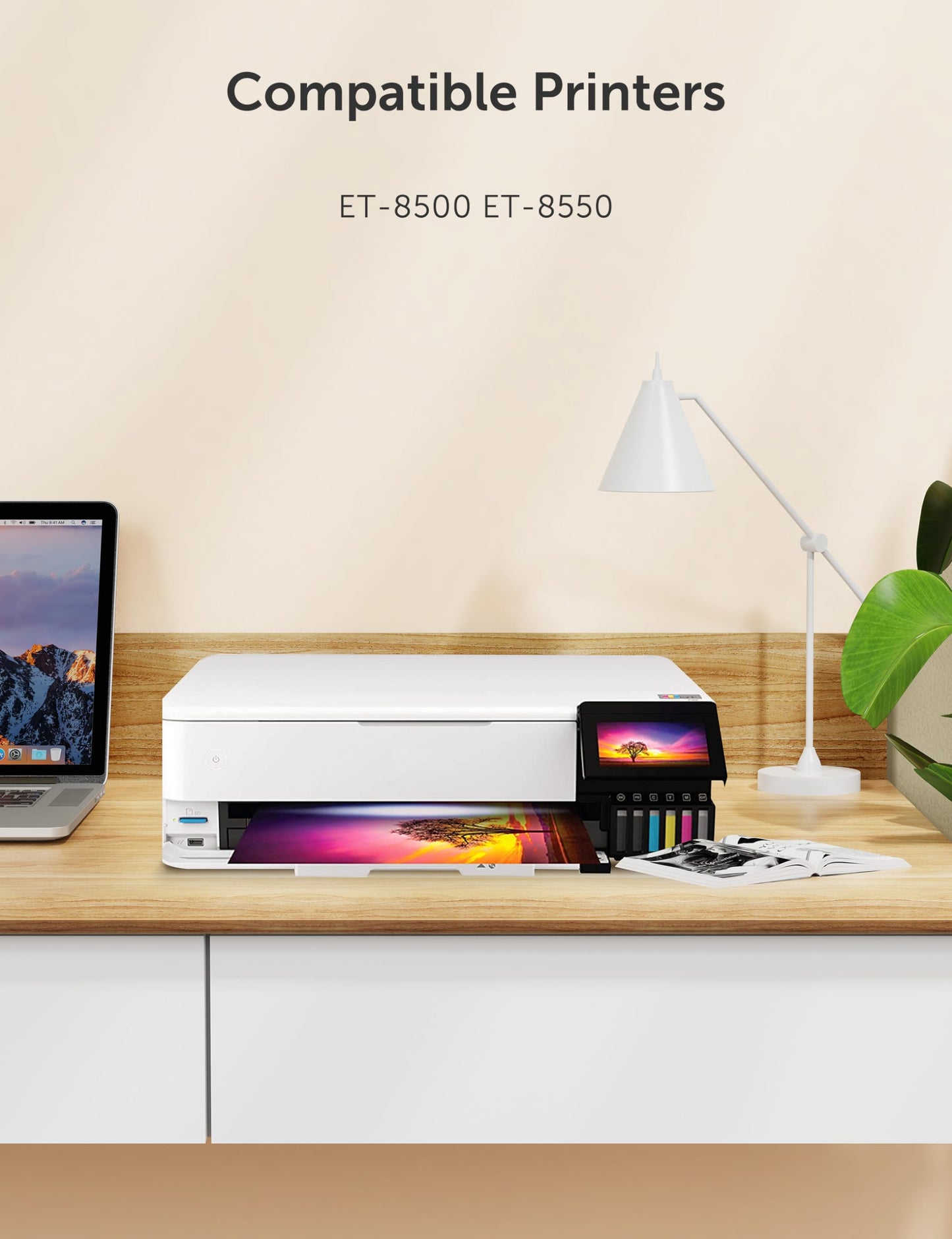 Hiipoo 600ML Sublimation Ink for ET-8500 ET-8550 Wide-Format Supertank Printers Heat Press Transfer on T-Shirt Tumblers (6x100ML, BK PB C M Y GY)