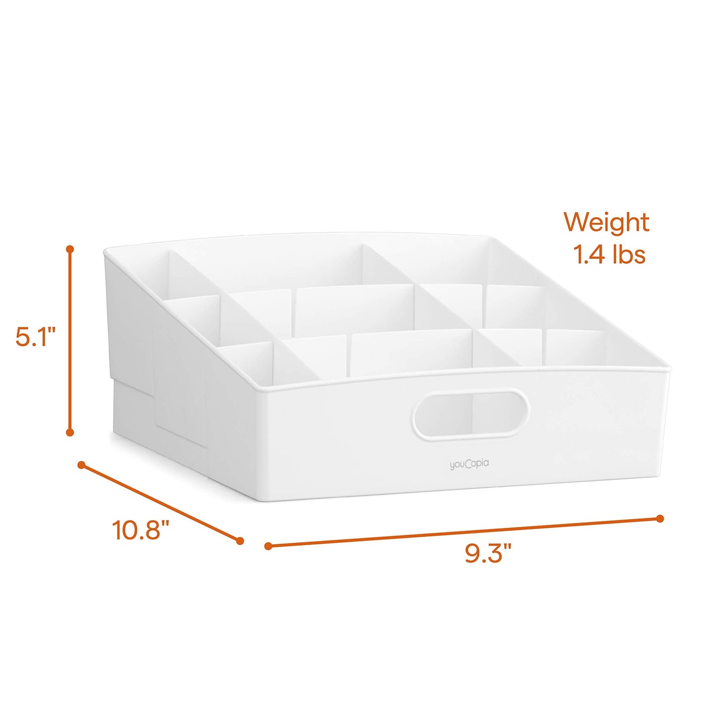 YouCopia ShelfBin Packet Organizer, 4-Tier Stairstep Raised Divided Bin, BPA-Free Storage Caddy for Kitchen Pantry and Cabinet Organization, Tea Bags, Medicine, and More