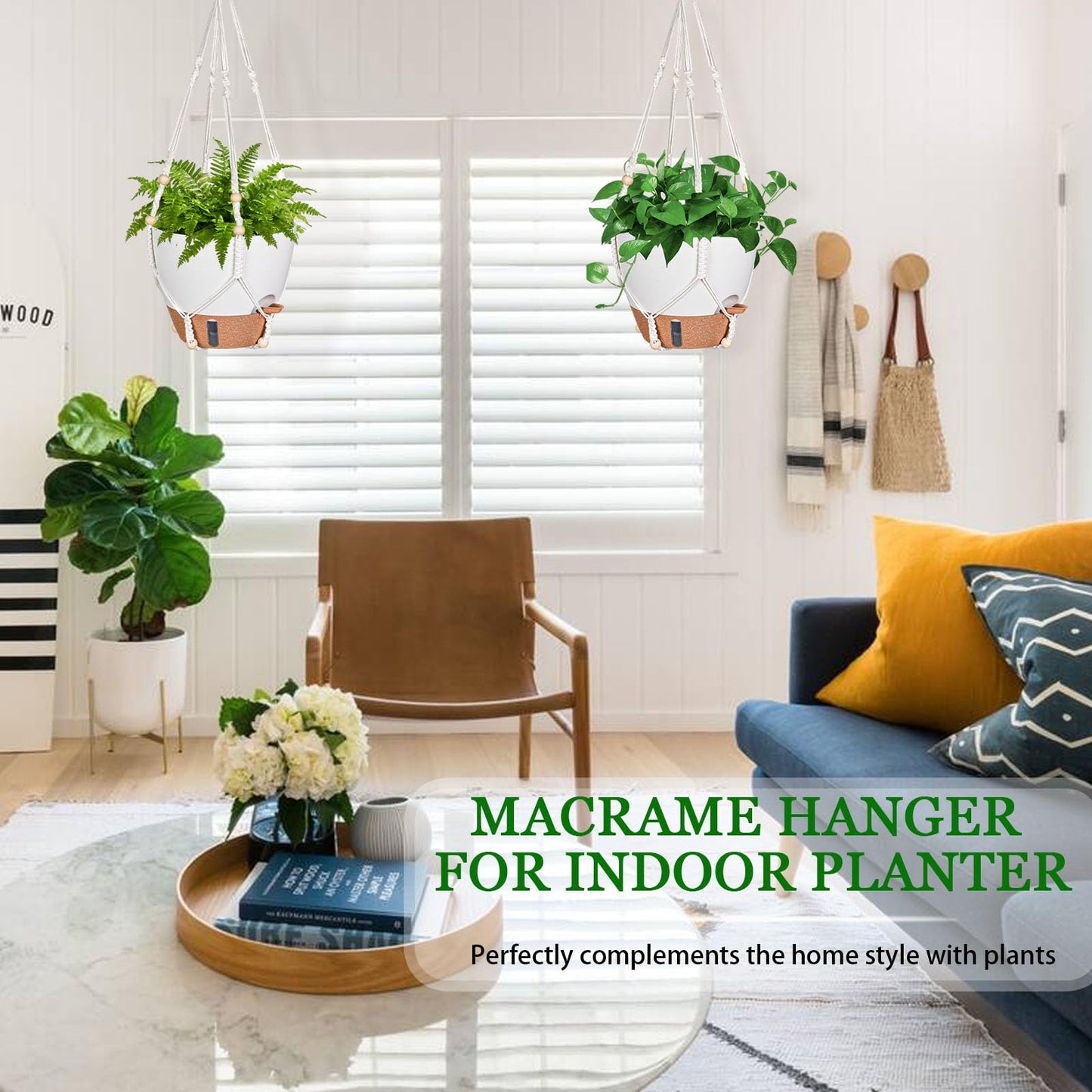 10 Inch Hanging Planters for Indoor Plants & Outdoor - 2 Pack Self-Watering Hanging Pots with Drainage Holes, Visual Reservoir, 2 Hangers - Self-Watering Hanging Baskets Flower Pots