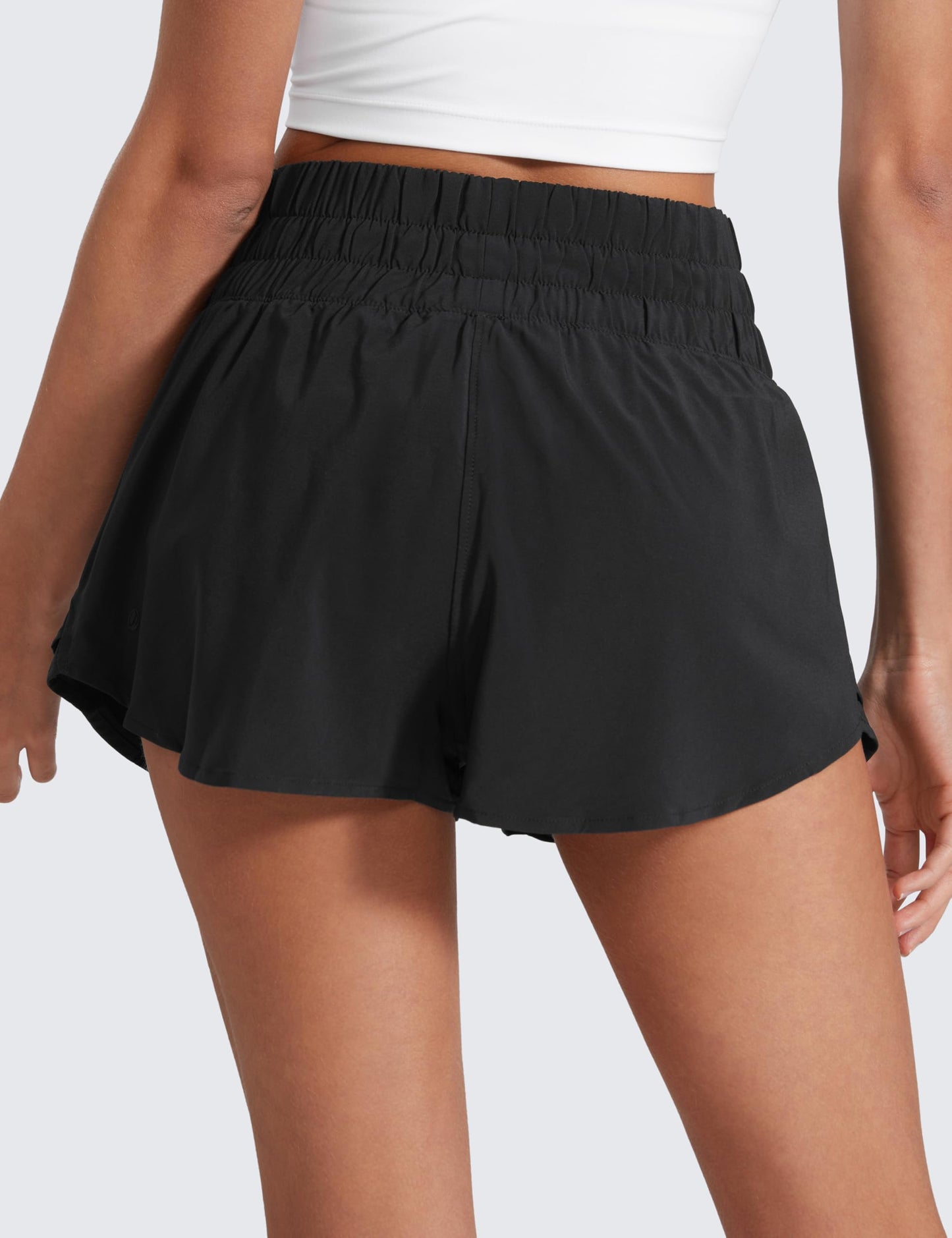 CRZ YOGA Athletic Shorts for Women High Waisted Flowy Ruffle Skirt Overlay for Workout Running Tennis with Zip Pocket Black Large