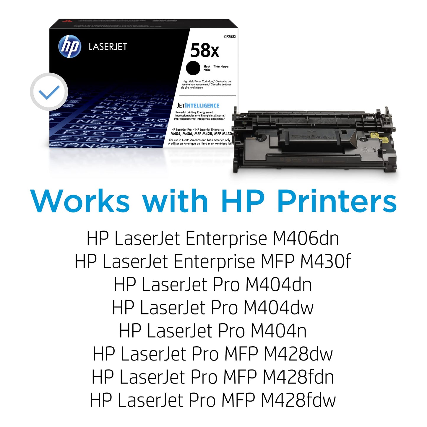 HP 58X Black Toner Cartridge for HP Printers | Works with LaserJet Enterprise M406dn, MFP M430f; LaserJet Pro M404 Series, MFP M428 Series | CF258X