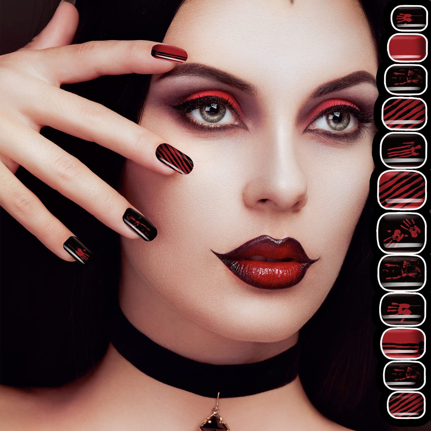 384 Pcs 16 Pack Halloween Press on Nails Halloween Short Fake Square False Nails Plastic Artificial Nail Tips Full Cover Coffin with Ghost Pumpkin Spider Pattern for Women(Fresh Pattern)