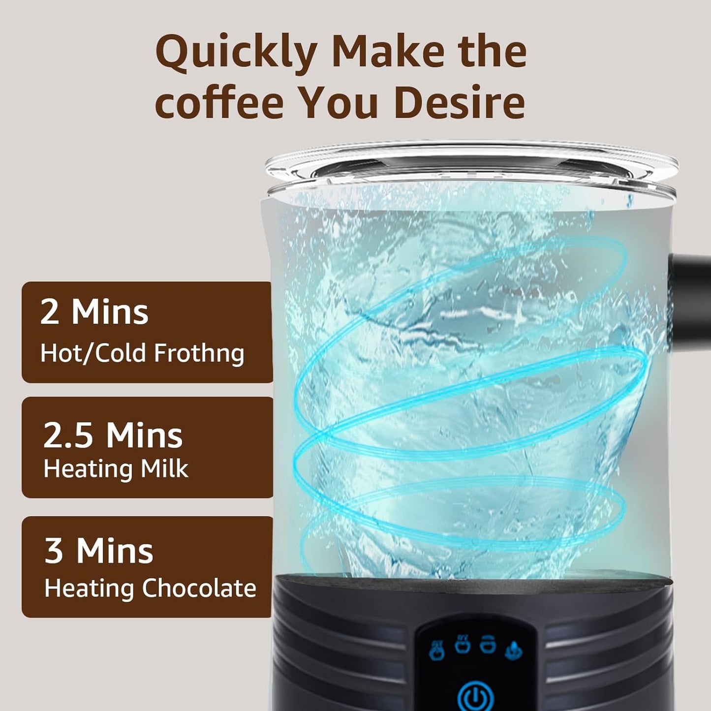 Electric Milk Frother, 4-in-1 Milk Frother and Milk Steamer, 430ml Automatic Hot & Cold Foam Maker, with Touch Screen, Perfect for Hot Chocolate, Lattes, Cappuccinos, and Macchiatos