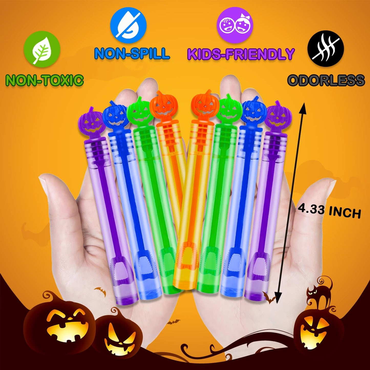Halloween Mini Bubble Wands Toys Gifts for Toddlers 20 Pack,Non Candy Treats Goodie Bag Stuffer Fillers Party Favors for Kids,Small Halloween Trinkets Decor Trick or Treat Classroom Prize for Boy Girl