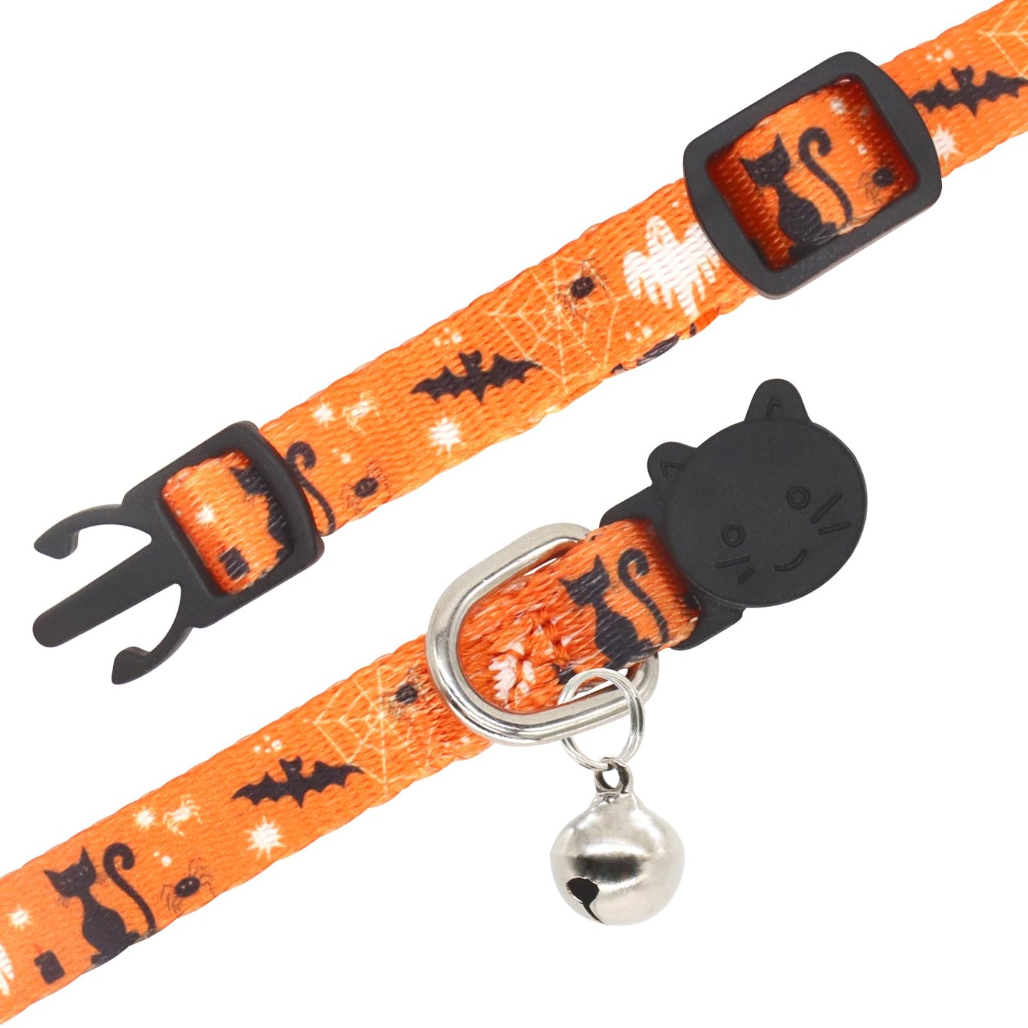 Giecooh Halloween Cat Collar, 2 Pack, Breakaway Cute Cat Collar with Bells, Halloween Pink