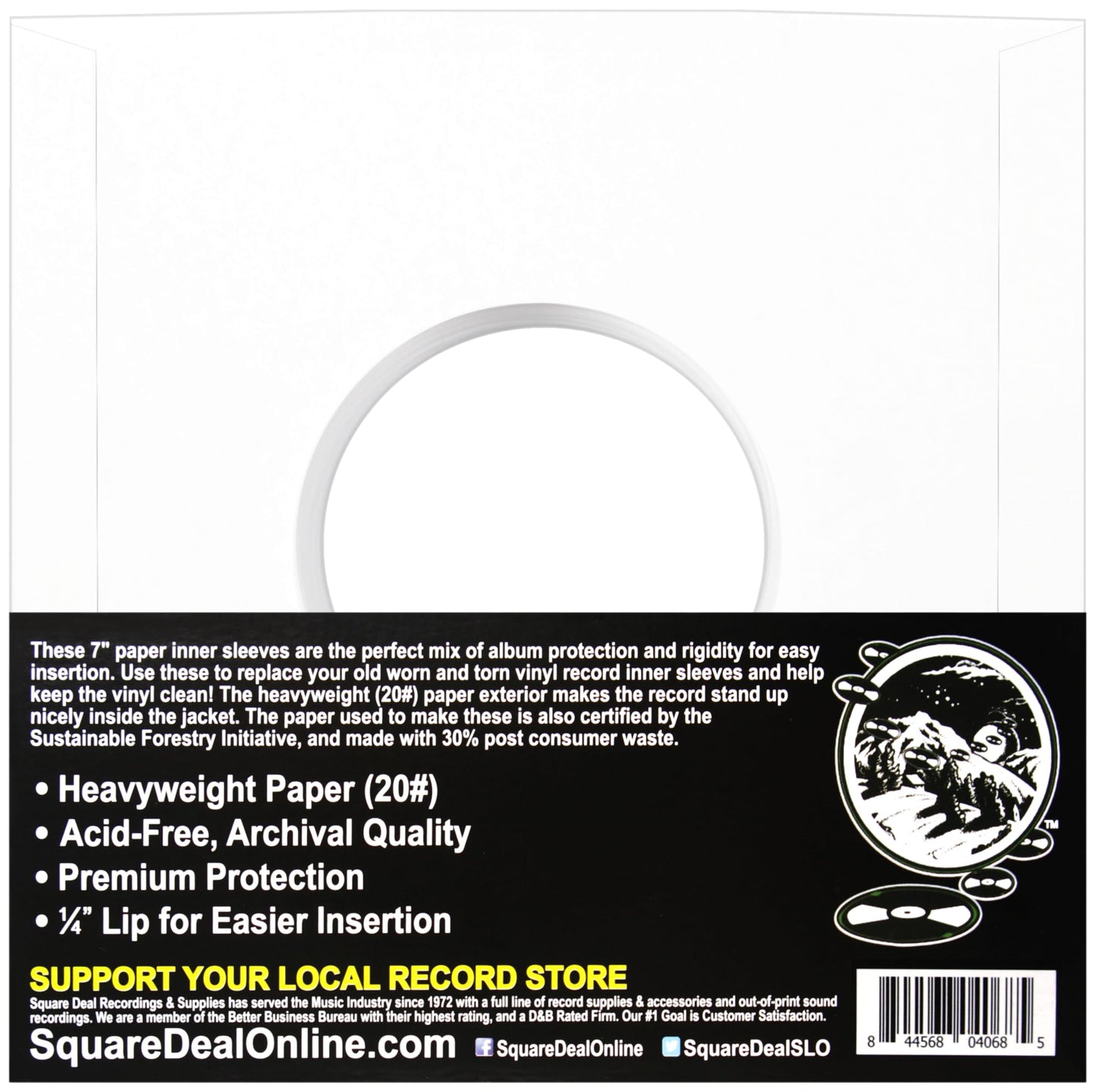 (200) Archival Quality Acid-Free Heavyweight Paper Inner Sleeves for 7 Inch Vinyl Records #07IW