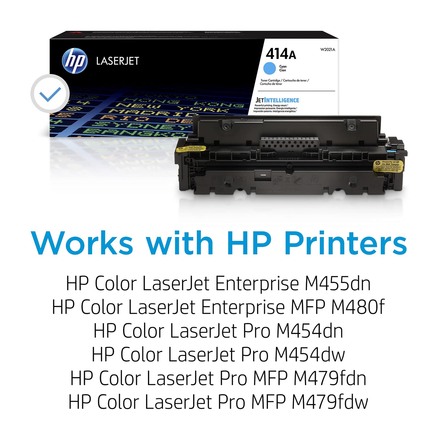HP 414A Cyan Toner Cartridge | Works with HP Color LaserJet Enterprise M455dn, MFP M480f; HP Color LaserJet Pro M454 Series, MFP M479 Series | W2021A