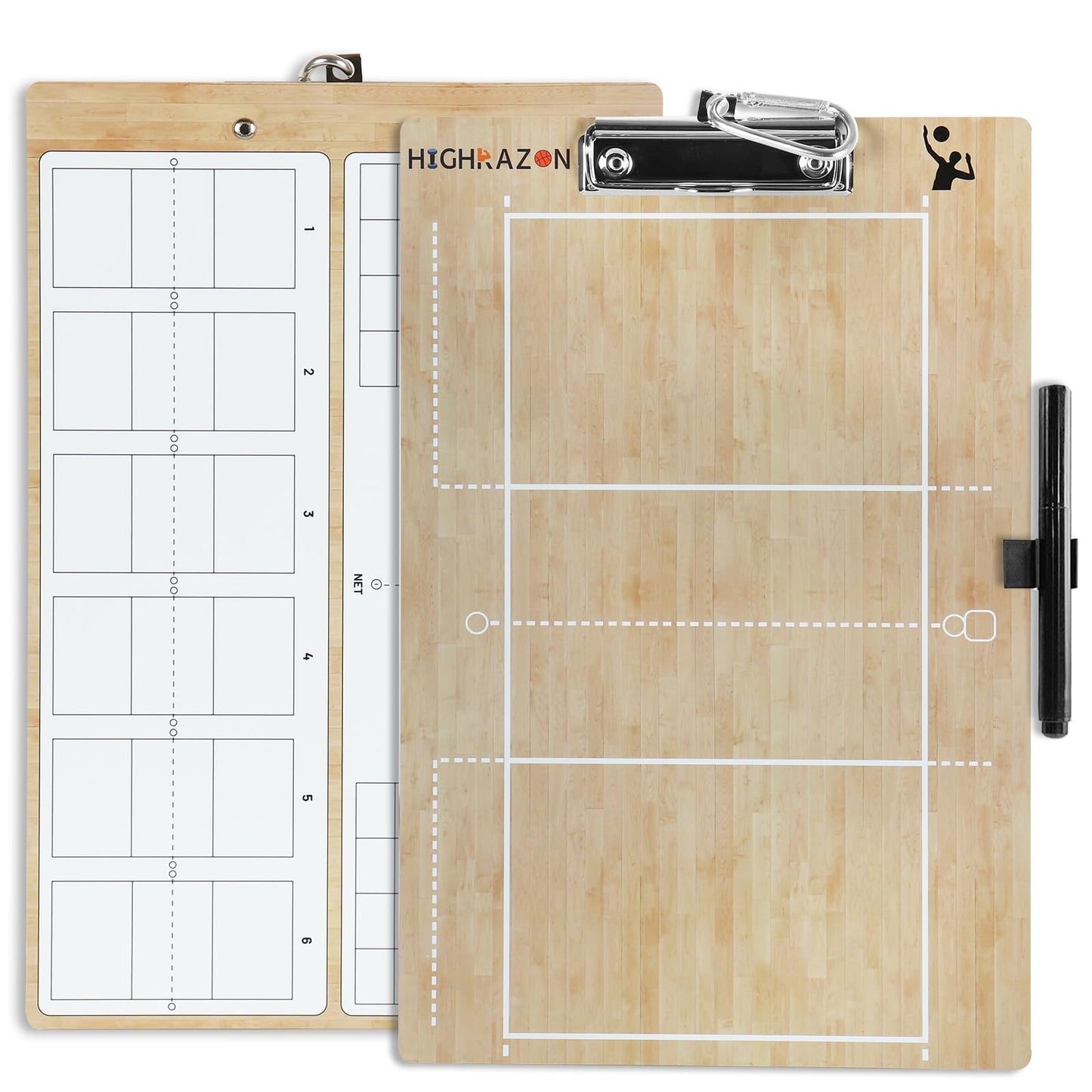 HIGHRAZON Volleyball Coaches Clipboard, Double-Sided Dry Erase Coach Clipboard, Volleyball Whiteboard for Coaches, Lineup White Board with Marker for Coaches Gift