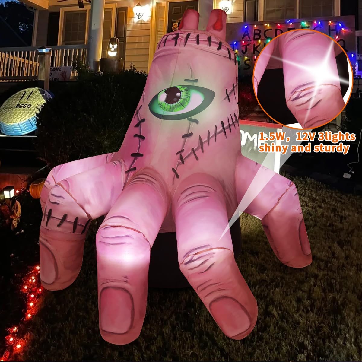 COMIN 6 FT Halloween Inflatables Hand Outdoor Decorations Blow Up Yard Scary Giant with Built-in LEDs for Indoor Party Garden Lawn Decor (Skin)