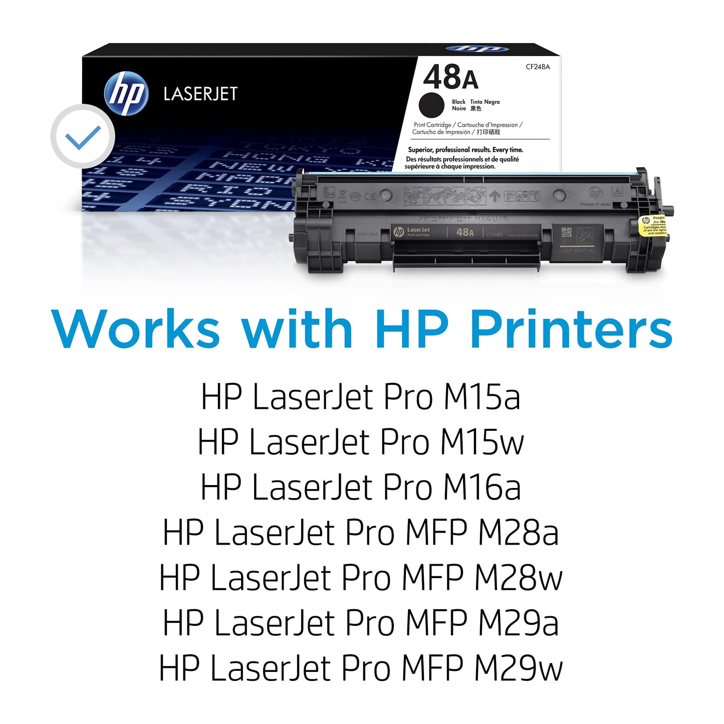 HP 48A Black Toner Cartridge | Works with HP LaserJet Pro M15, M16 Series, HP LaserJet Pro MFP M28, M29 Series | CF248A