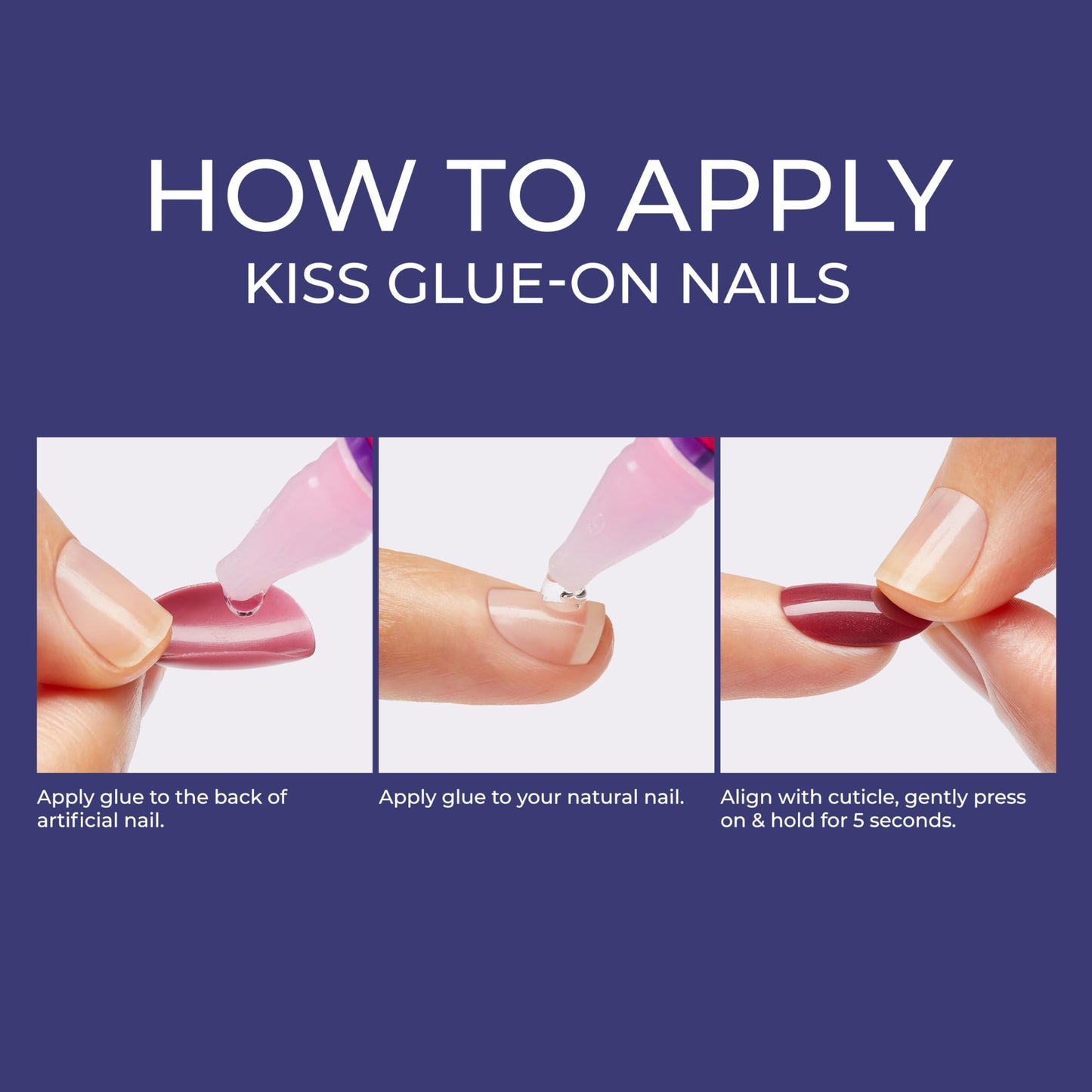 KISS Gel Fantasy Magnetic Press On Nails Almond, Solid Red, Medium Length, 28 Fake Nails, Pink Gel Nail Glue (Net Wt. 2 G / 0.07oz.), Manicure Stick, and Mini Nail File