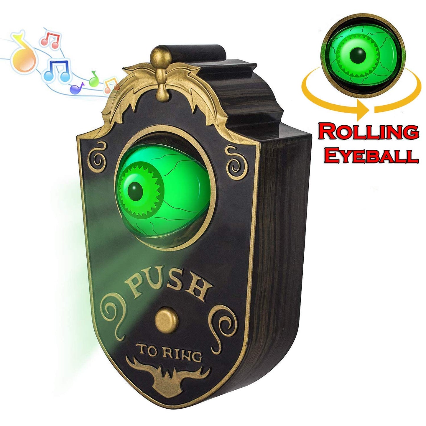 KizBruo Halloween Decoration for Indoor & Outdoor, Talking Doorbell With Lightup Eyeball, Animated Haunted House Party Prop Decor