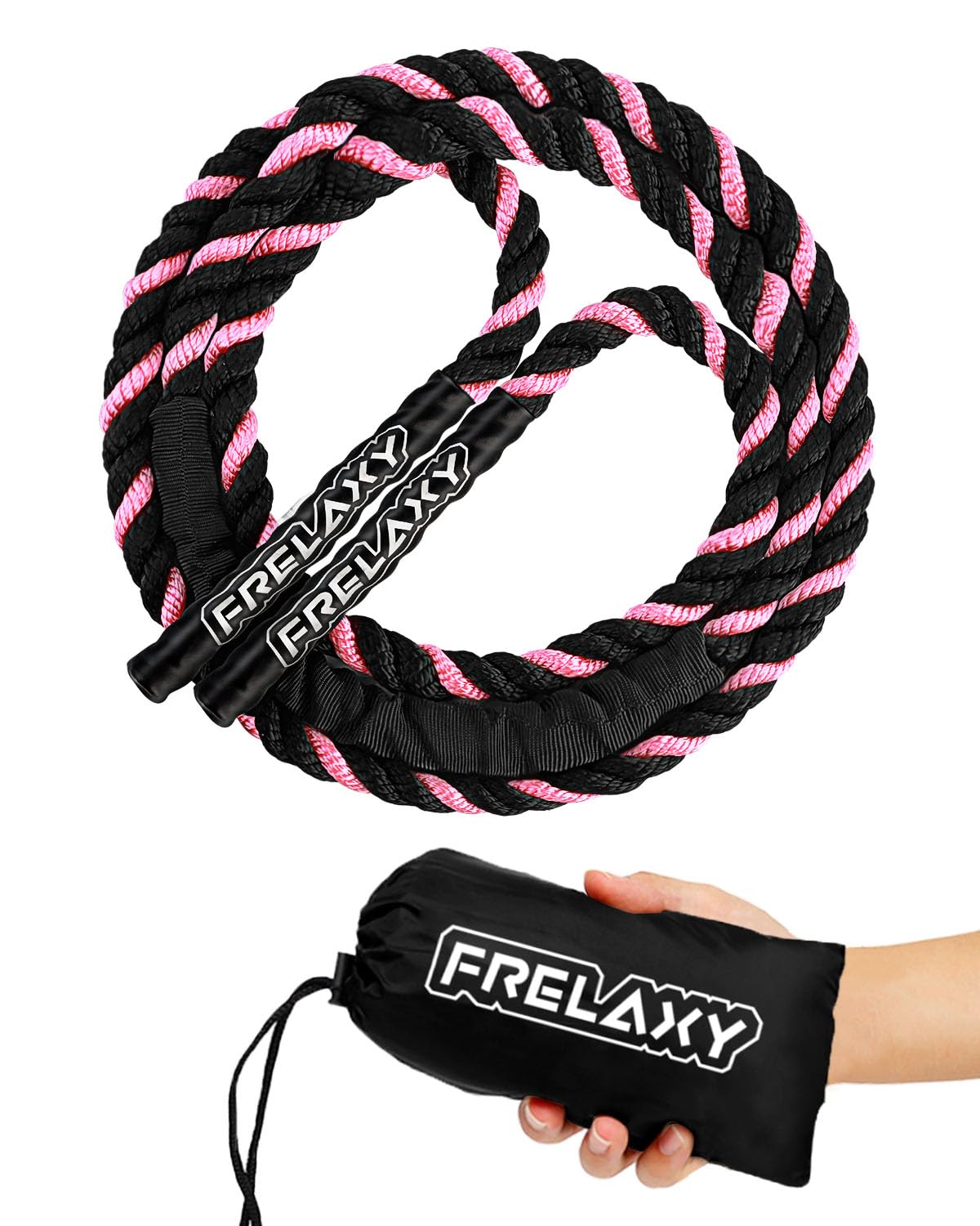 Frelaxy Jump Rope 1LB, Weighted Jump Rope for beginners, Heavy Jump Ropes for Fitness, Total Body Workouts, Weight Loss, Strength Training, Compact Skipping Rope for Home Gym Workout Equipment (Pink)