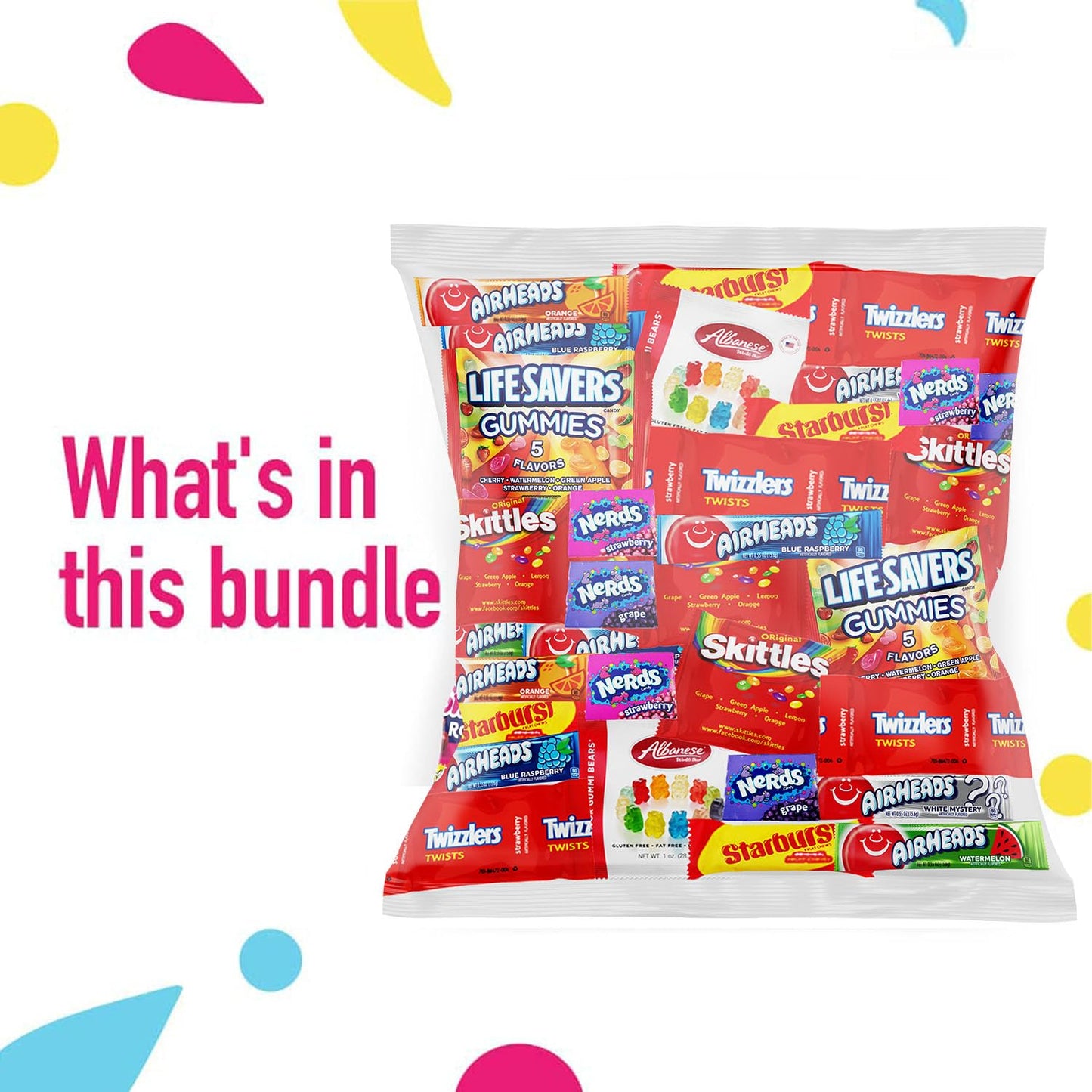 Halloween Bulk Assorted Fruit Candy - Starburst, Skittles, Gummy Life Savers, Air Heads, Sour Punch, Haribo Gold-Bears, Gummy Bears & Twizzlers (32 Oz Variety Pack)