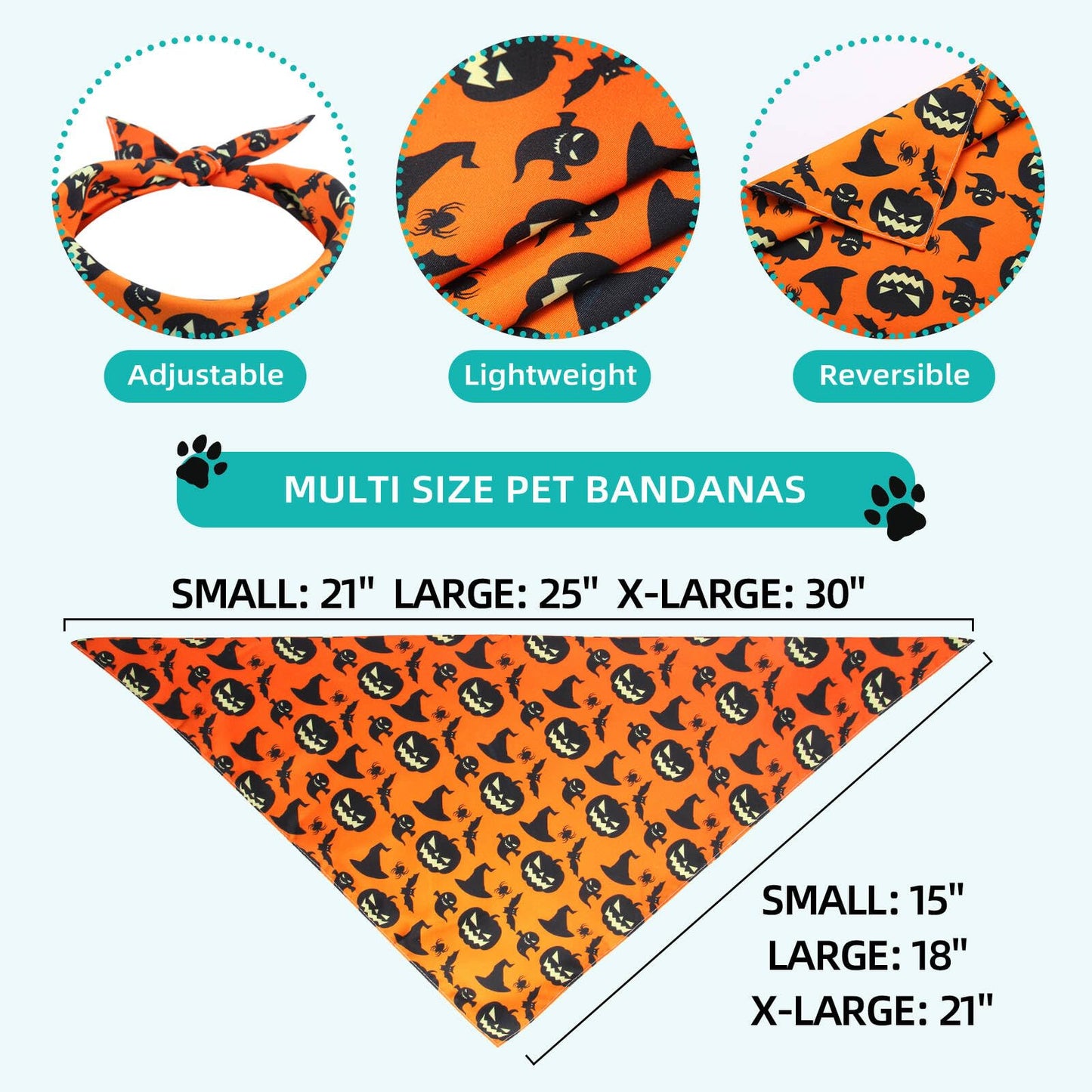 Gofshy Halloween Dog Bandana -1 Pack, Premium Durable Triangle Reversible Dog Scarf, Adjustable Puppy Bandana Bib Handkerchief for Girl or Boy Large&Medium