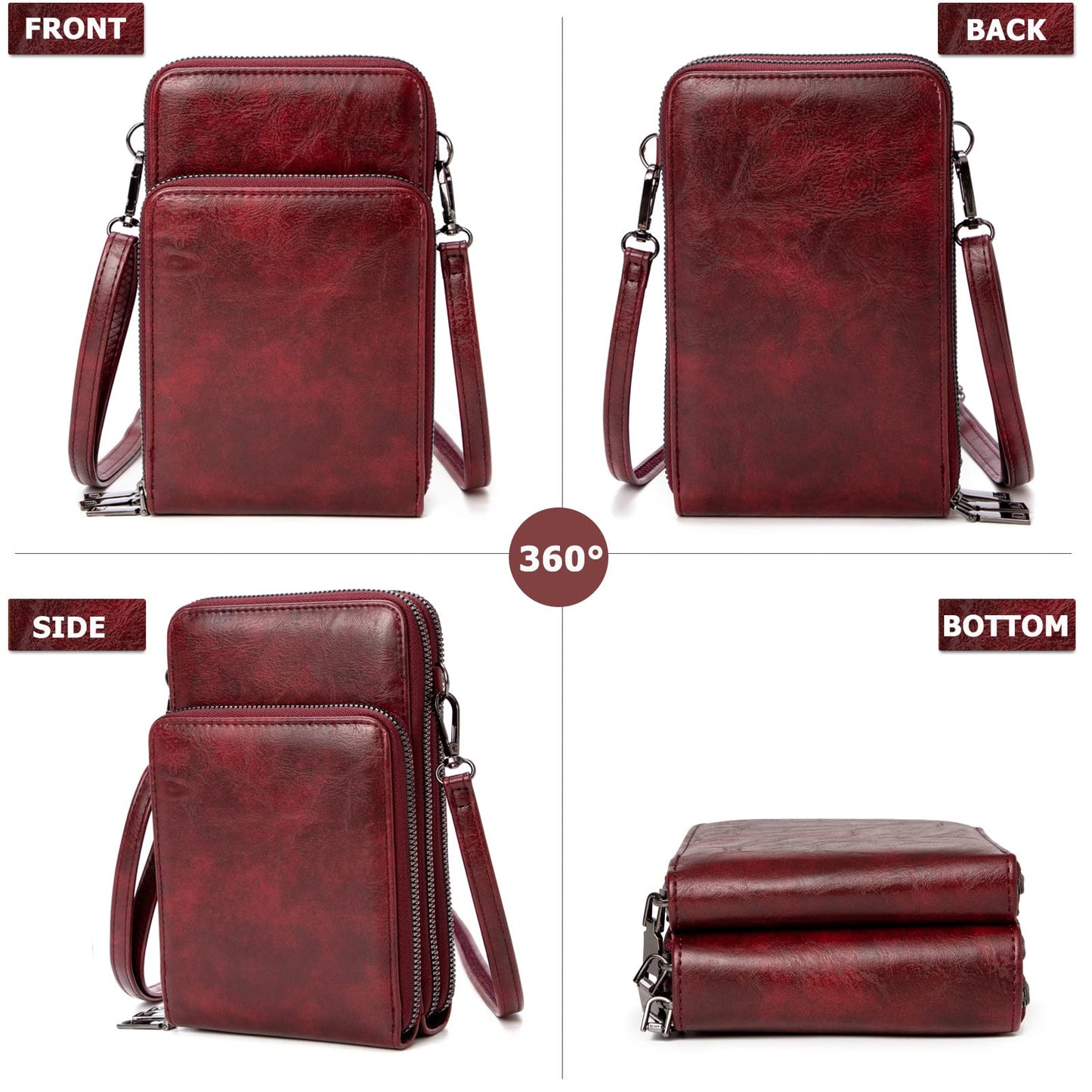 Kingto Cellphone Purse Small Crossbody Bag Waterproof Smartphone Wallet Phone Holder for Women