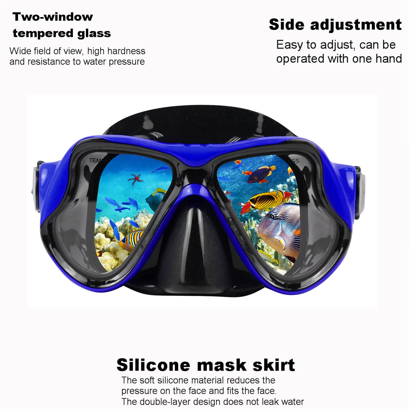 DIPUKI Snorkeling Gear for Adults Snorkel mask Set Scuba Diving mask Dry Snorkel Swimming Glasses Swim Dive mask Nose Cover Youth Diving (Blue+Yellow(2 Pack))