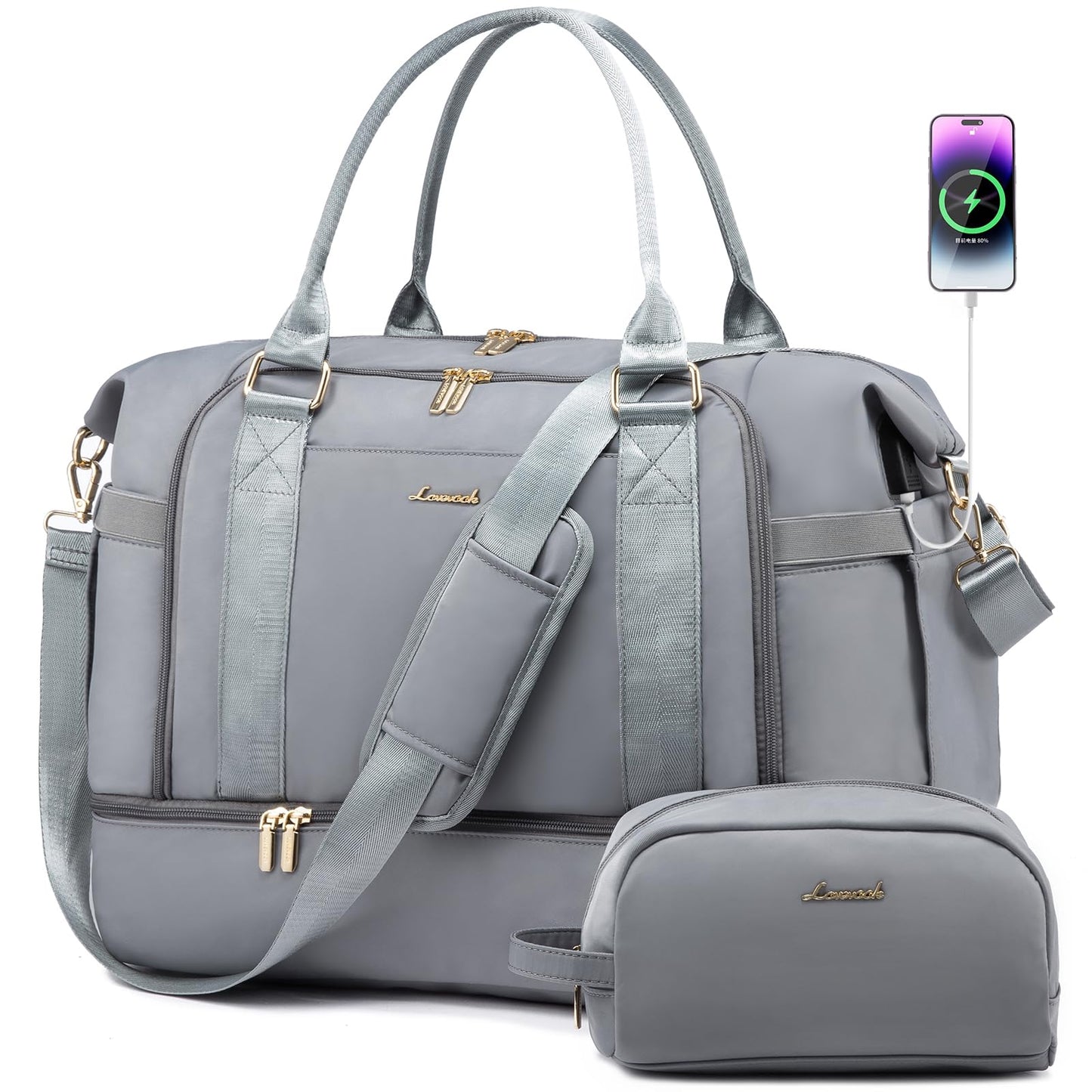 Gym Bag for Women LOVEVOOK Travel Duffel Bag with USB Charging Port,Weekender Bags for Women with Shoe Compartment,Carry on Overnight Bag with Toiletry Bag,Hospital Bags for Labor and Deliver