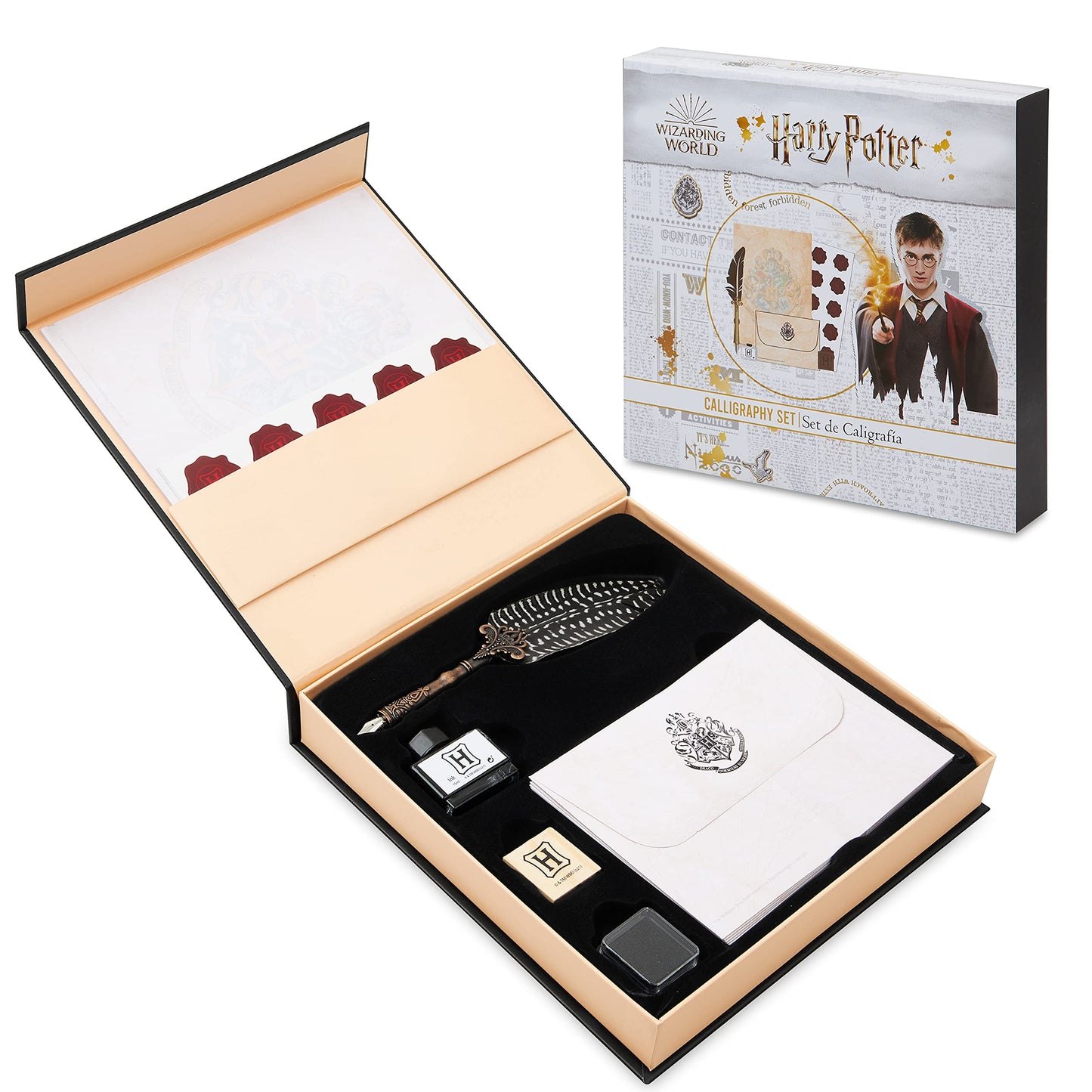 Harry Potter Calligraphy Set With Feather Quill Pen Ink A5 Paper Envelopes Stamp Stickers Fun Writing Kit Gifts for Kids