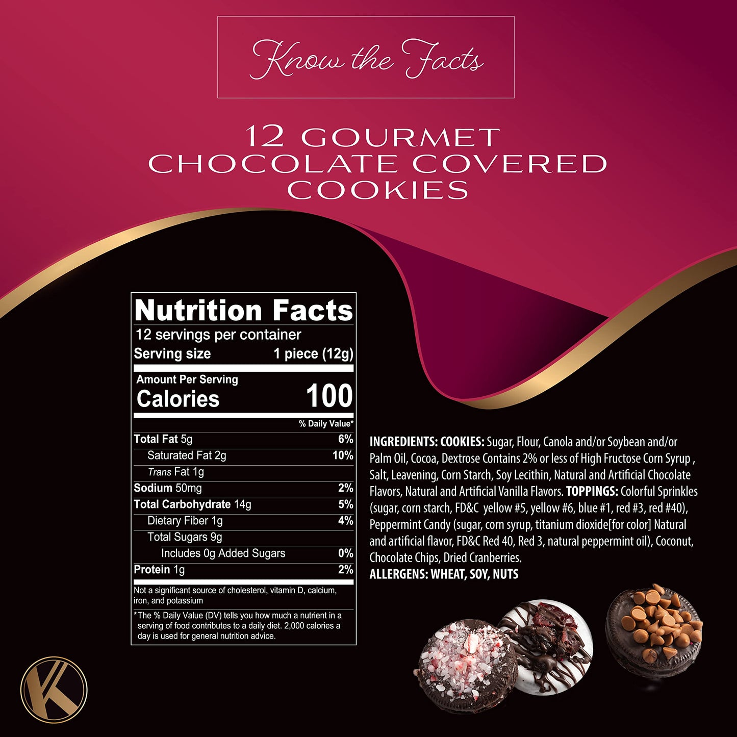 KREMERY Creamy Chocolate Cravings - Chocolate Covered Sandwich Cookies & Cream Gift Basket, in Elegant Gift Box (12 Cookies, Assorted Sweet Toppings) Food Assortments USA Made