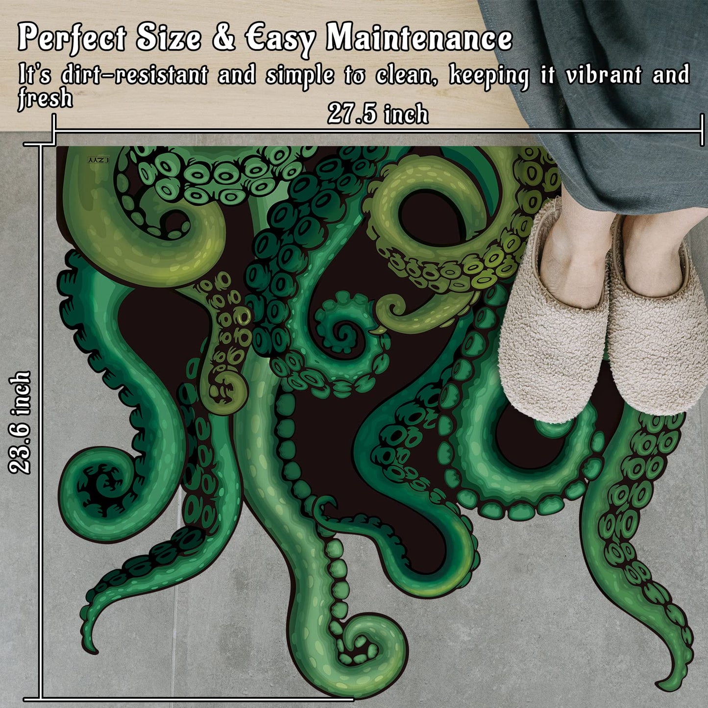 CZYY Cthulhu Tentacles Bath Mat Microfiber Water Absorbent Octopus Rug Anti-Slip Backing 27.5"x23.6" - Unique Gift & Decor for Tabletop RPG Gamers, HP Lovecraft Fans and Nautical Enthusiasts