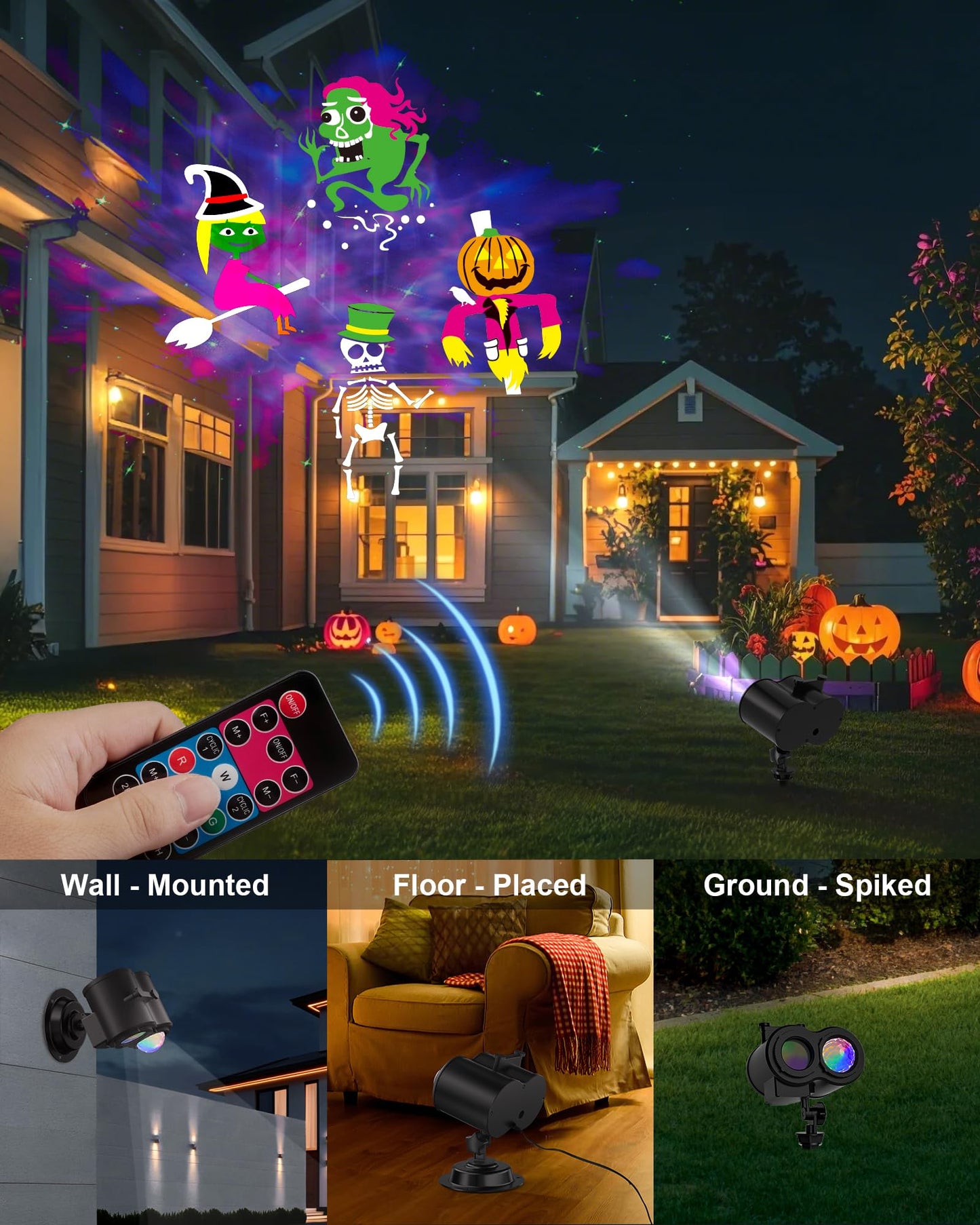 2025 Upgrade Halloween Christmas Projector Lights Outdoor, COOLWUFAN 2-in-1 Holiday Projector Lights Decorations, 30 Bright HD Effects (20 Slides) Projection Light for Xmas Party Garden Yard Decor