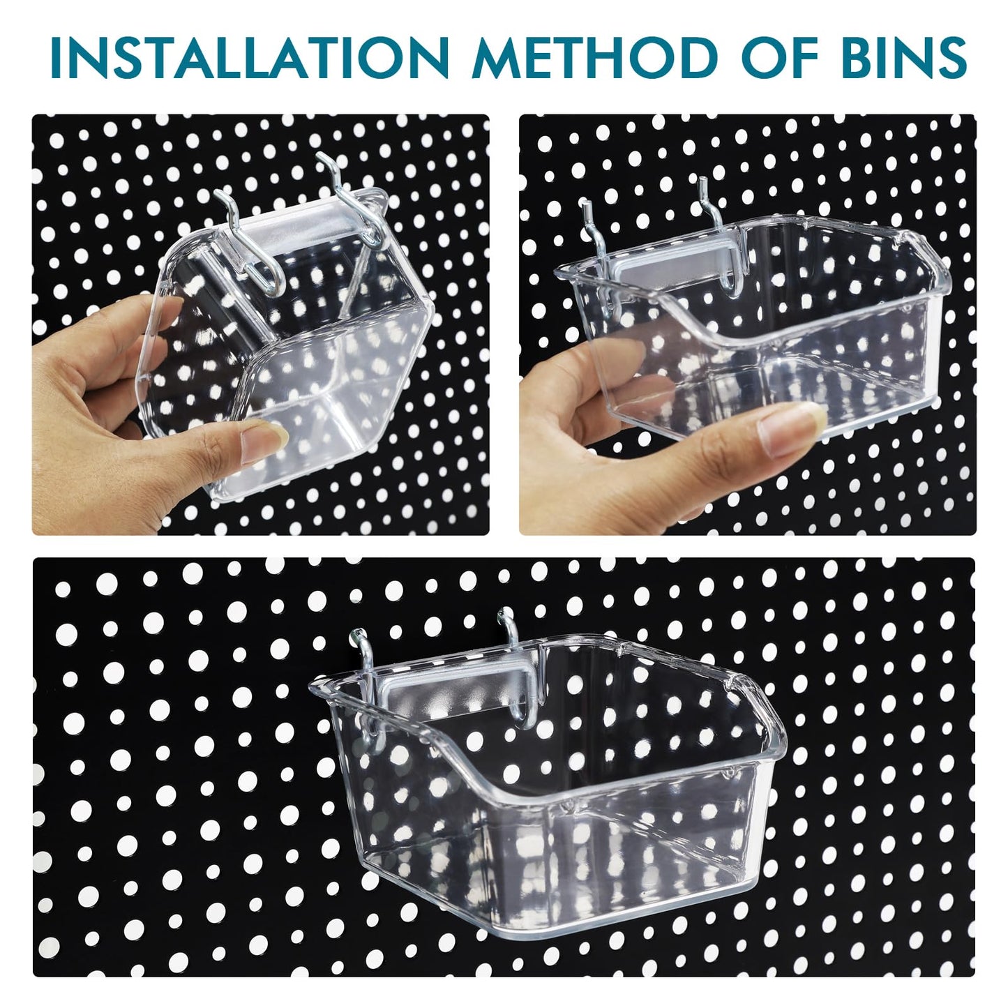 Daanxw 248PCS Pegboard Accessories Organizer Kit,1/8 and 1/4 inch Pegboard Hooks Assortment, Pegboard Bins, Metal Hooks for Hanging Storage (Transparent)