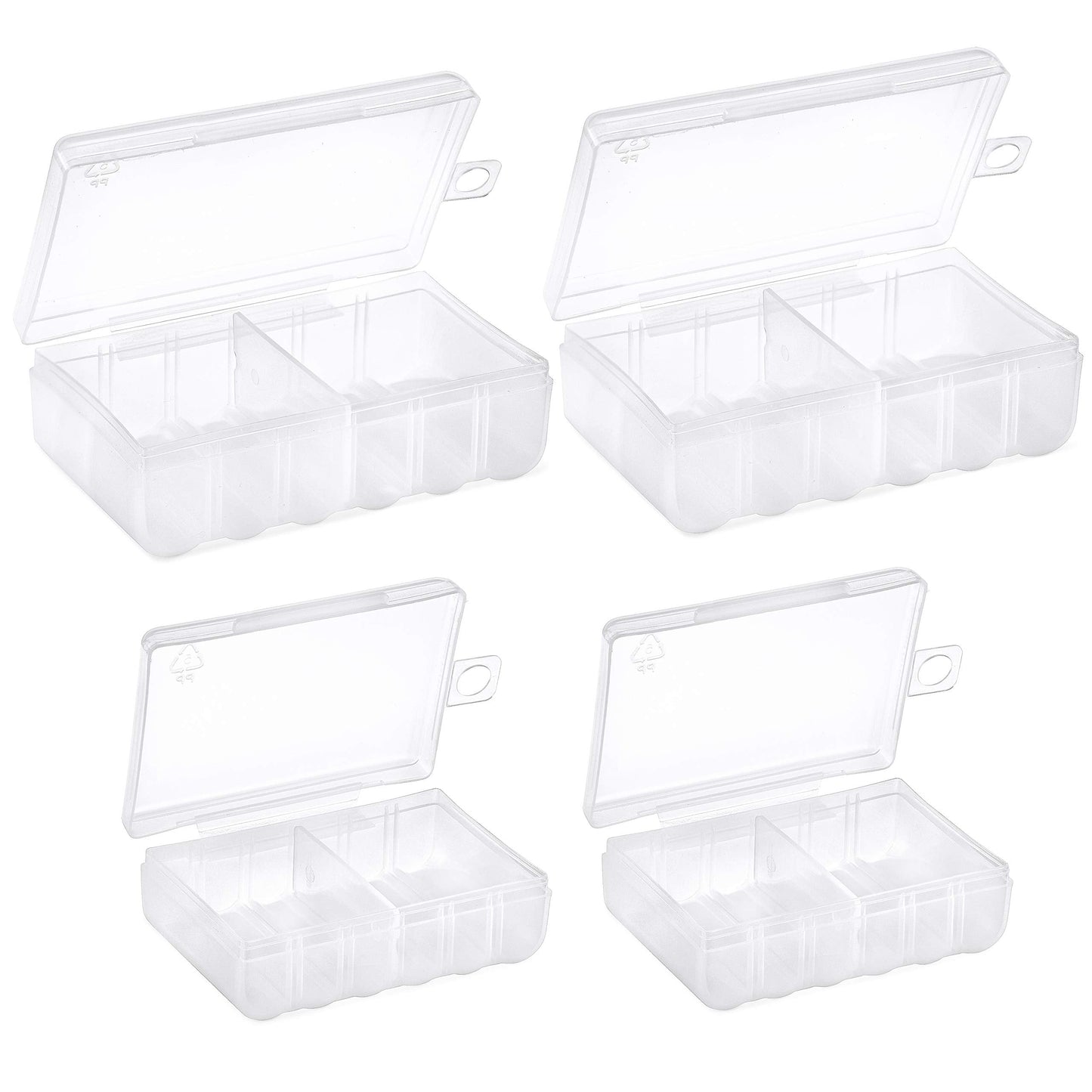 GlossyEnd Set of 4 - Two AA and Two AAA Battery Storage Box, Battery Storage Case, Battery Holder Clear
