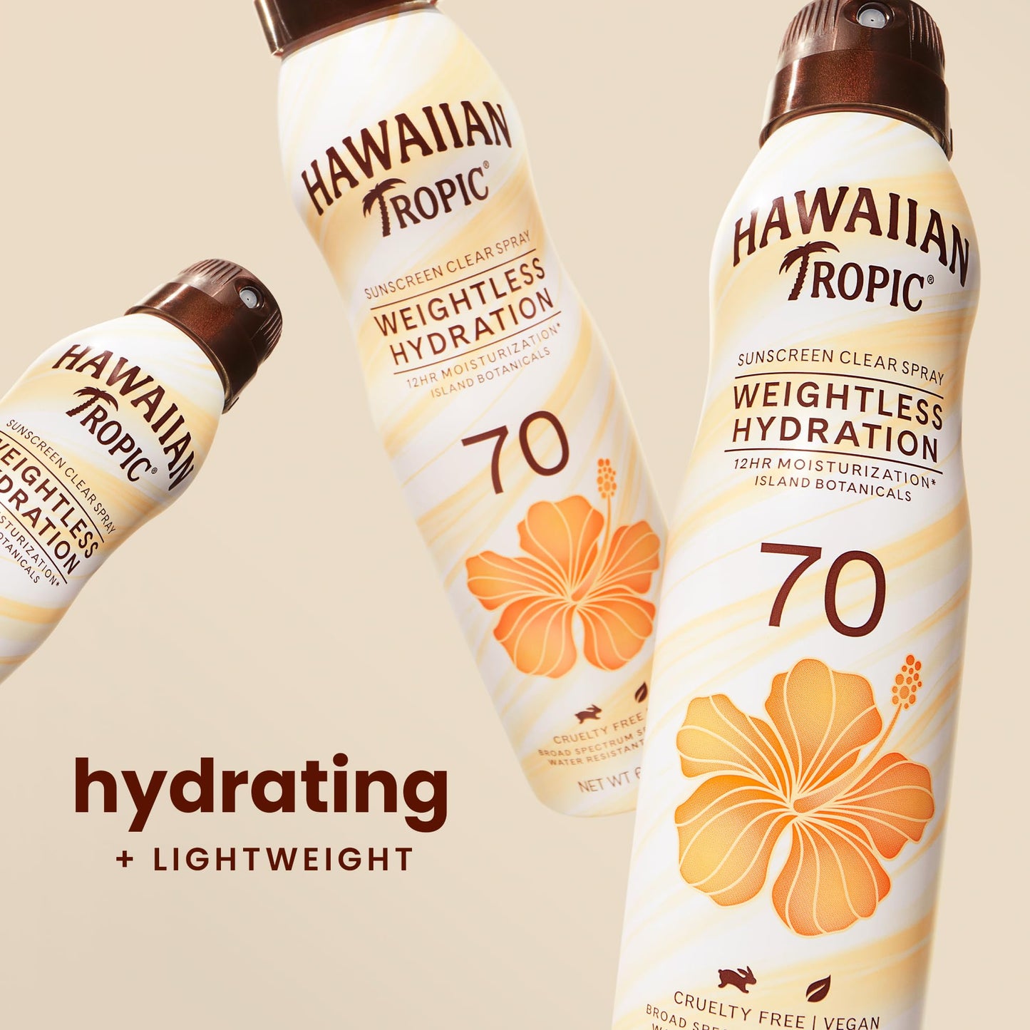 Hawaiian Tropic Weightless Hydration Sunscreen Spray SPF 70, 6oz | High SPF Sunblock, Oxybenzone-Free, Hawaiian Tropic Spray Sunscreen, 6oz