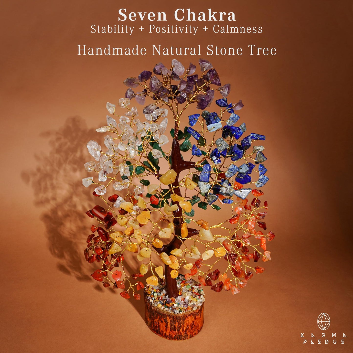 Crystal Tree of Life 7 Chakra Healing Crystal Trees for Home Decor, Office Desk Decor, Boho Decor, Handmade Bonsai Trees for Positive Energy, Money, Good Luck Birthday Gifts for Women, Mom